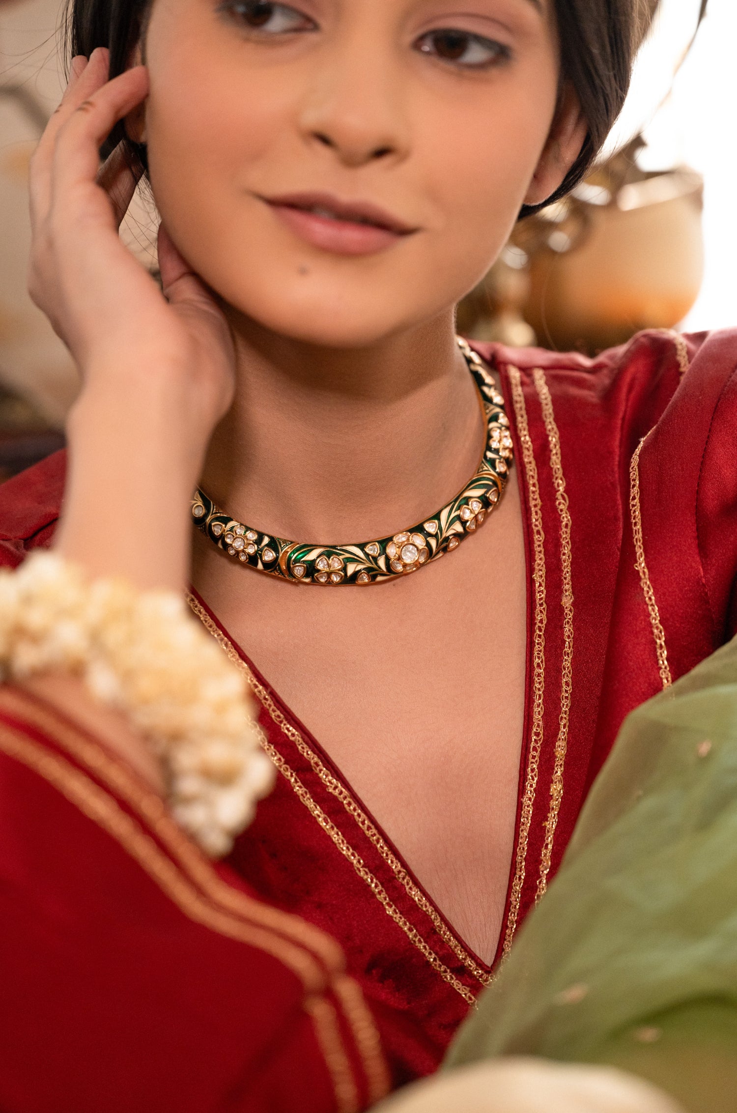 Oviya Meenakari Hasli Necklace Set