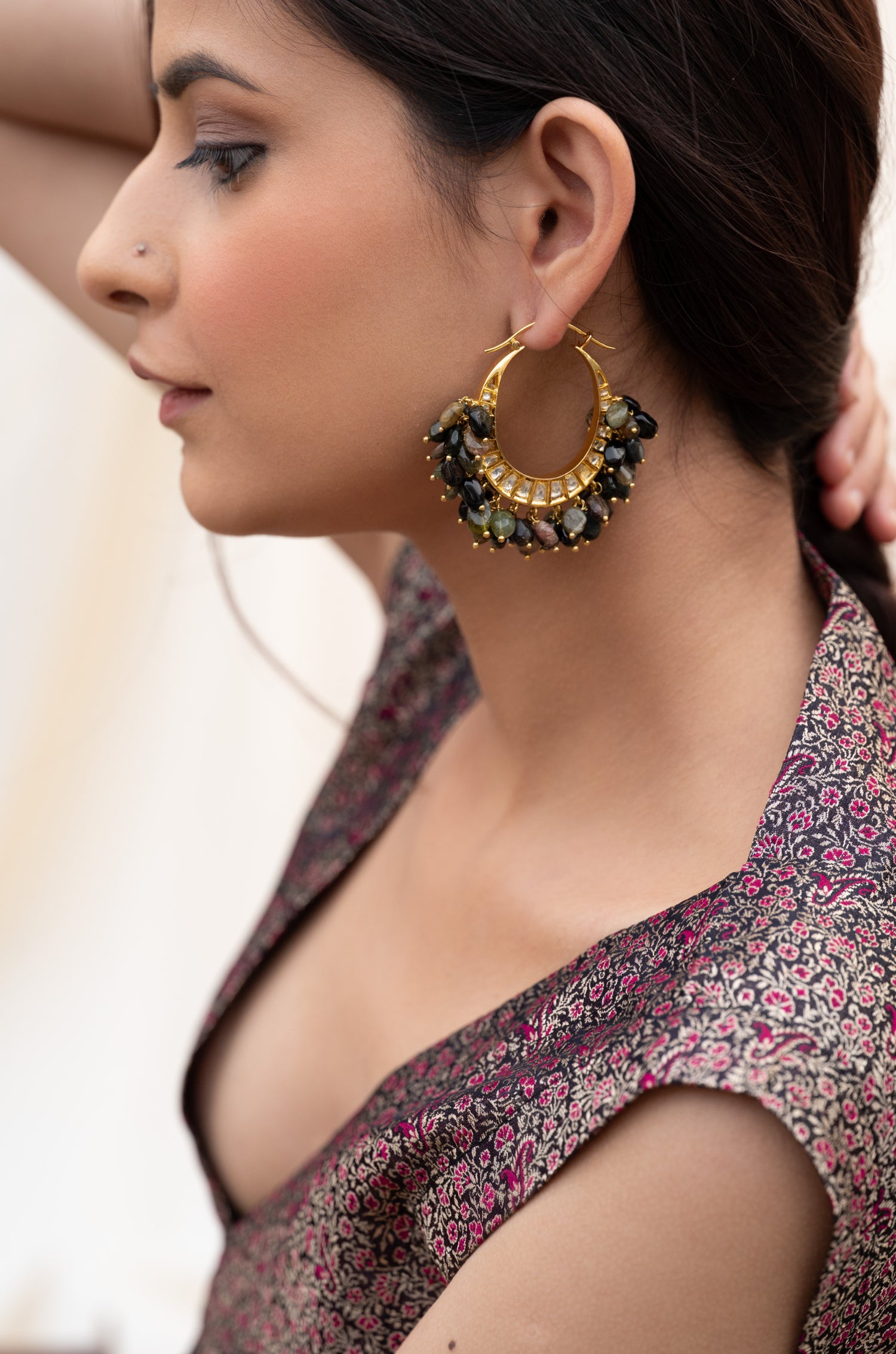 Param Multicolored Chandbali Earrings