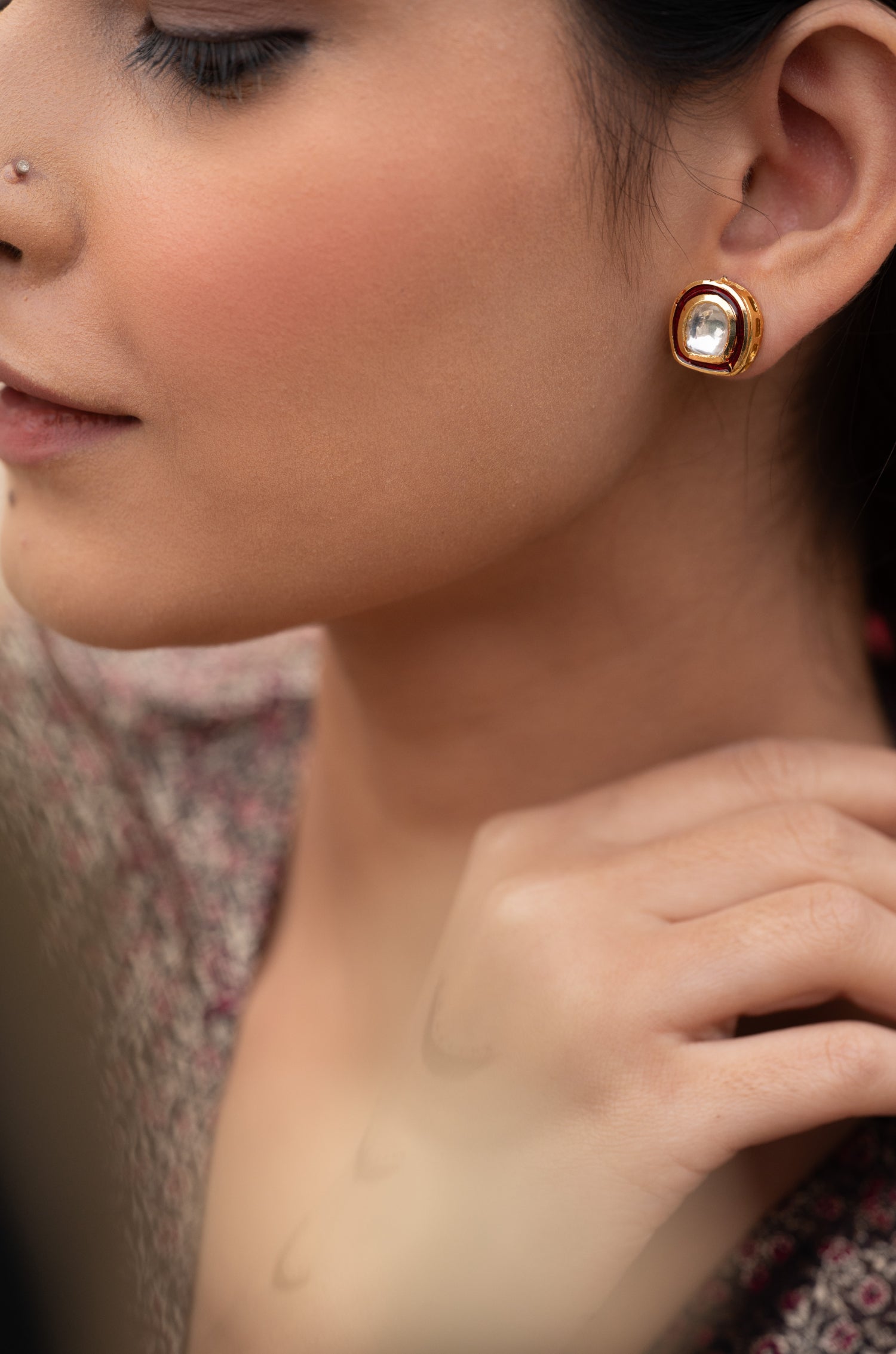 Pia Red Kundan Earrings