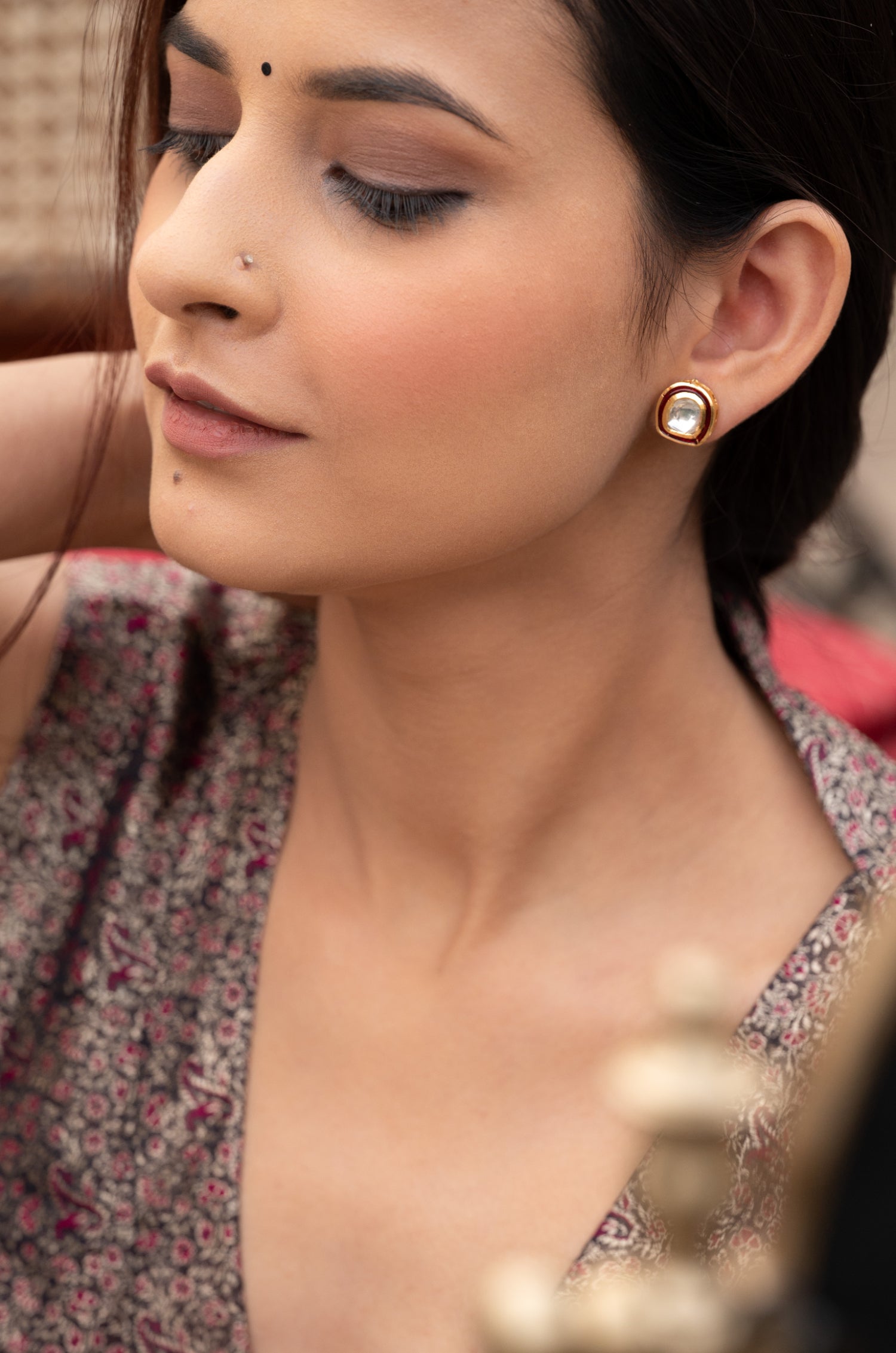 Pia Red Kundan Earrings