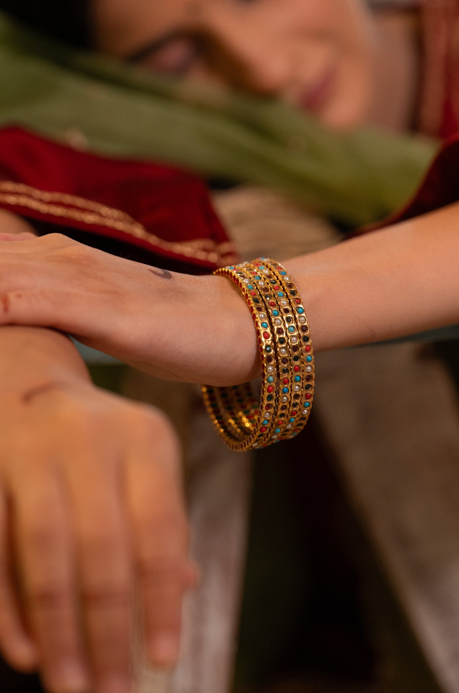 Siya Multicolored Jadau Bangles - Set of 4