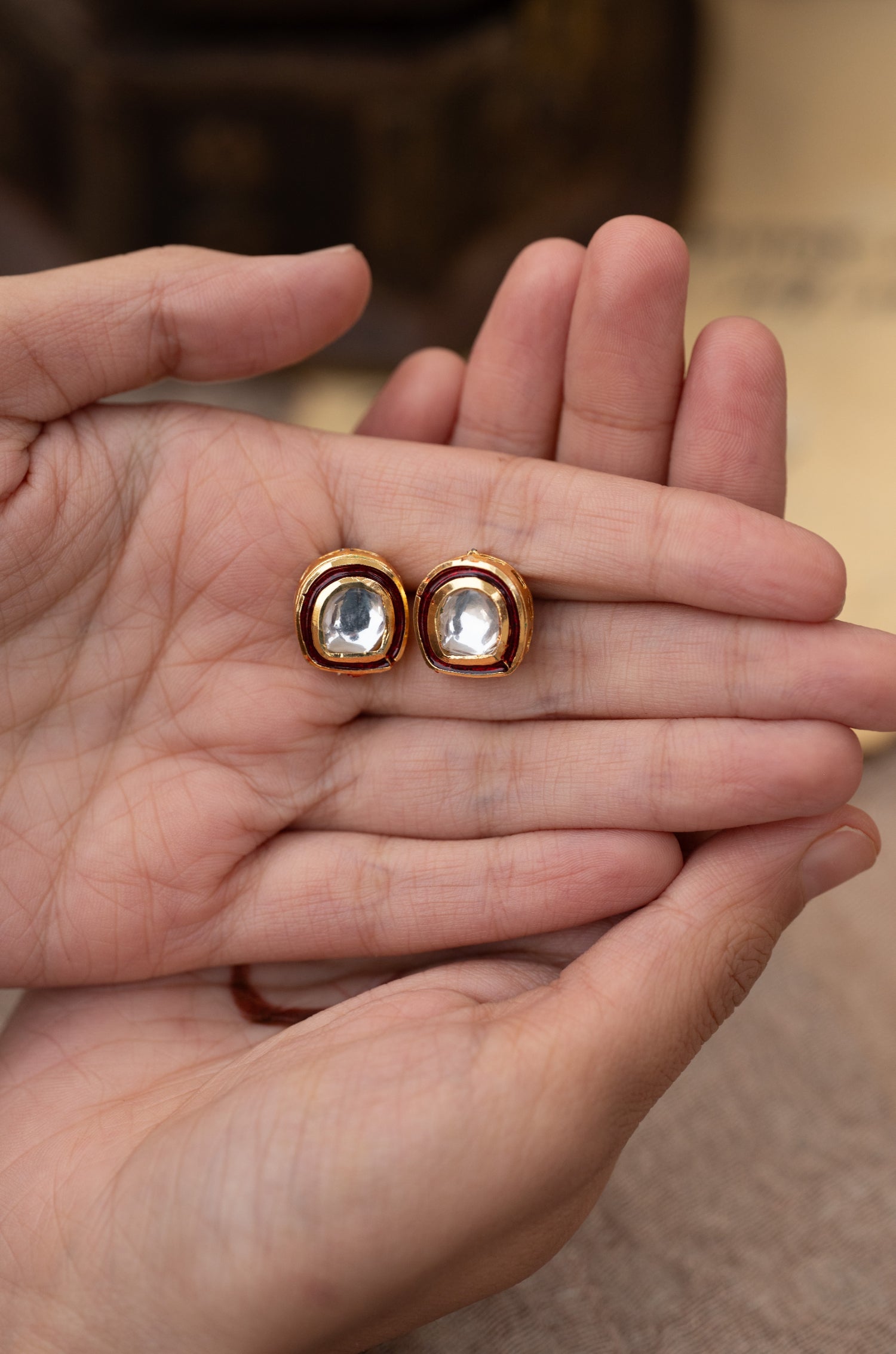 Pia Red Kundan Earrings