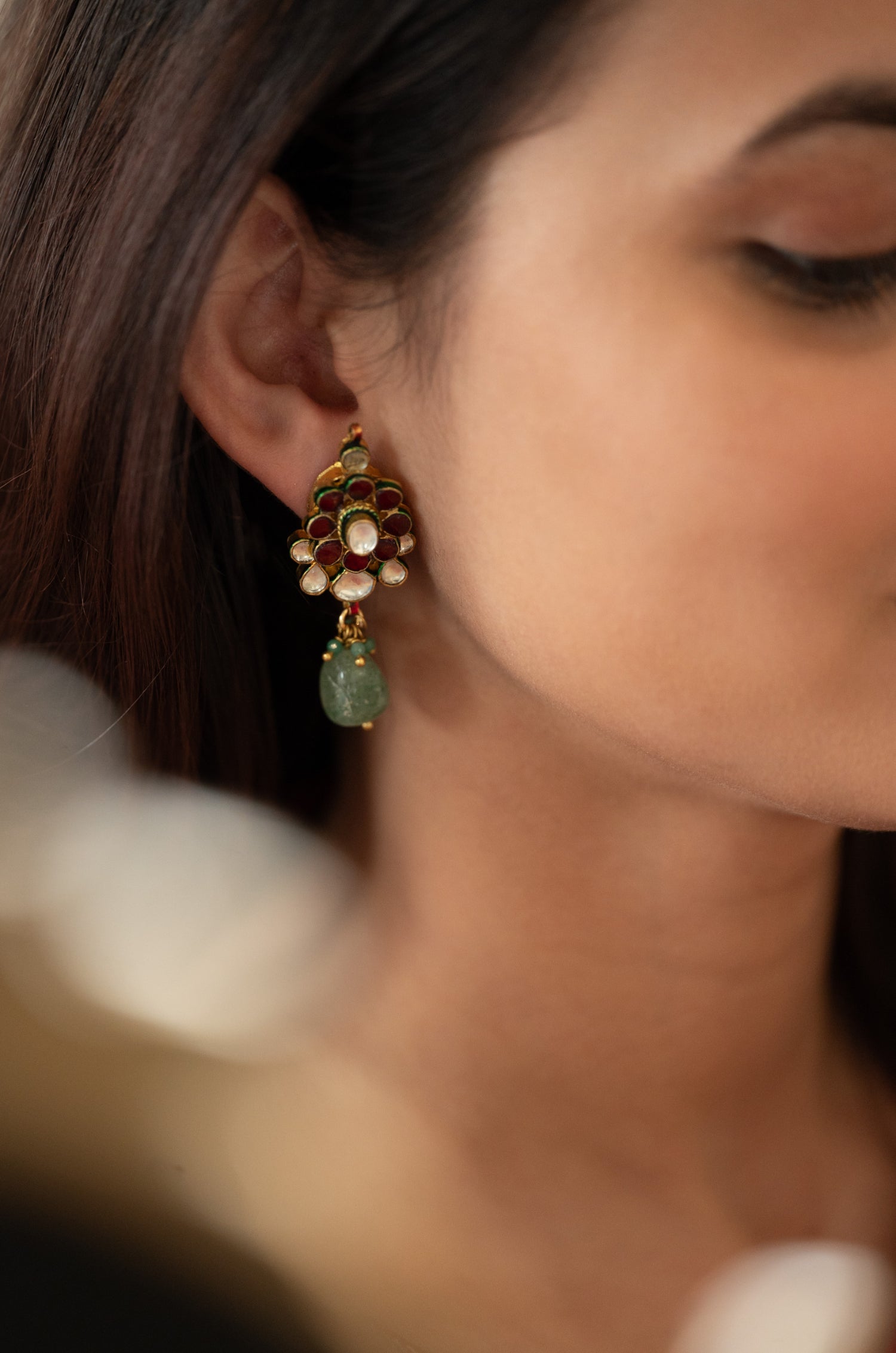 Samina Red Kundan Earrings