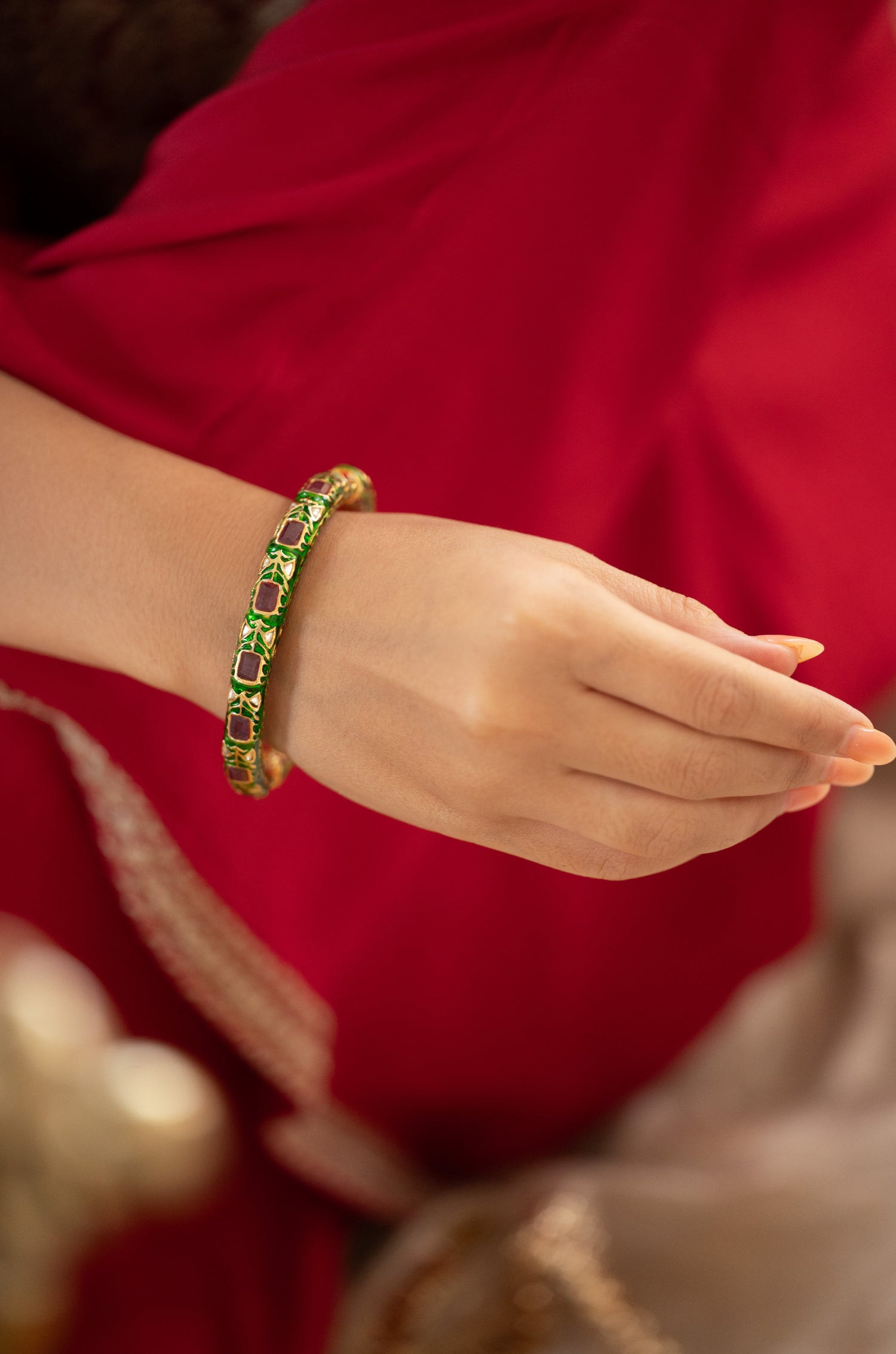 Samaira Green Meenakari Bangle