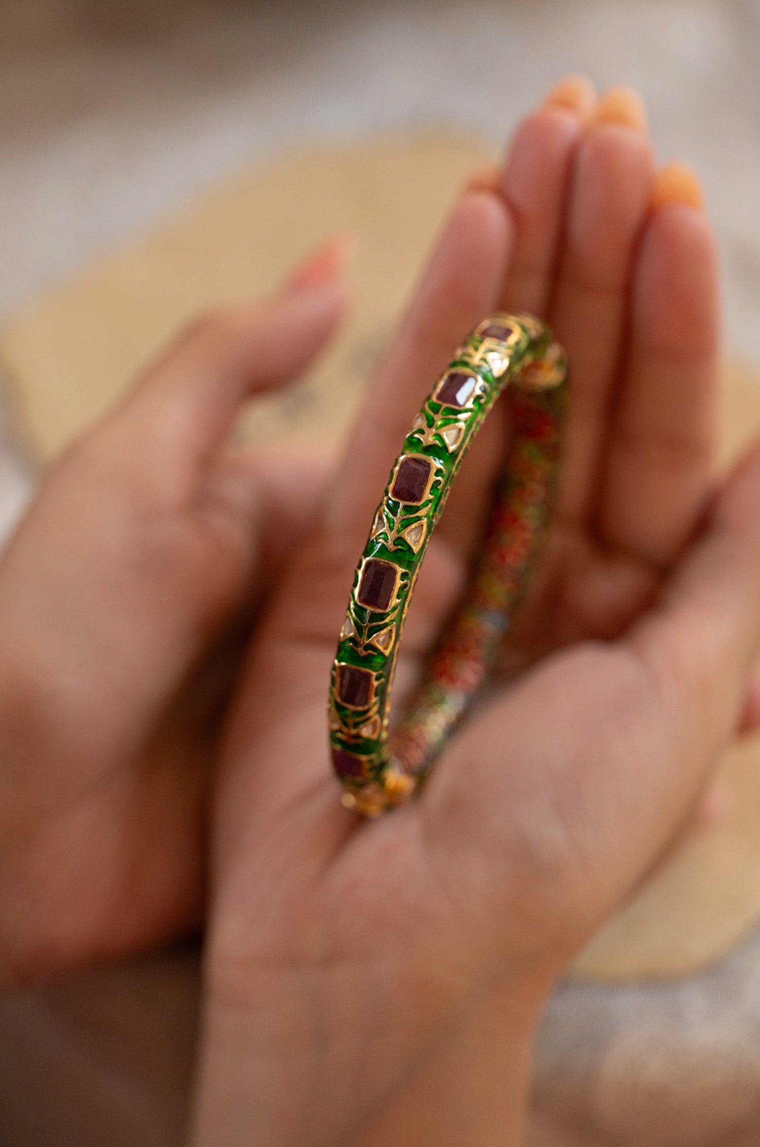 Samaira Green Meenakari Bangle
