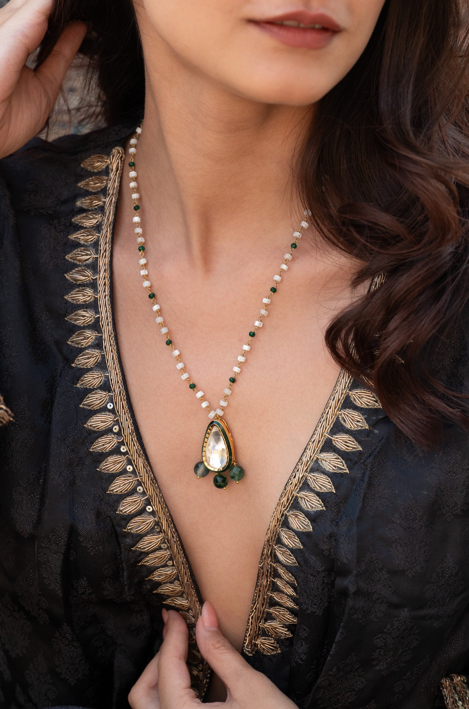 Aditi Green Kundan Necklace