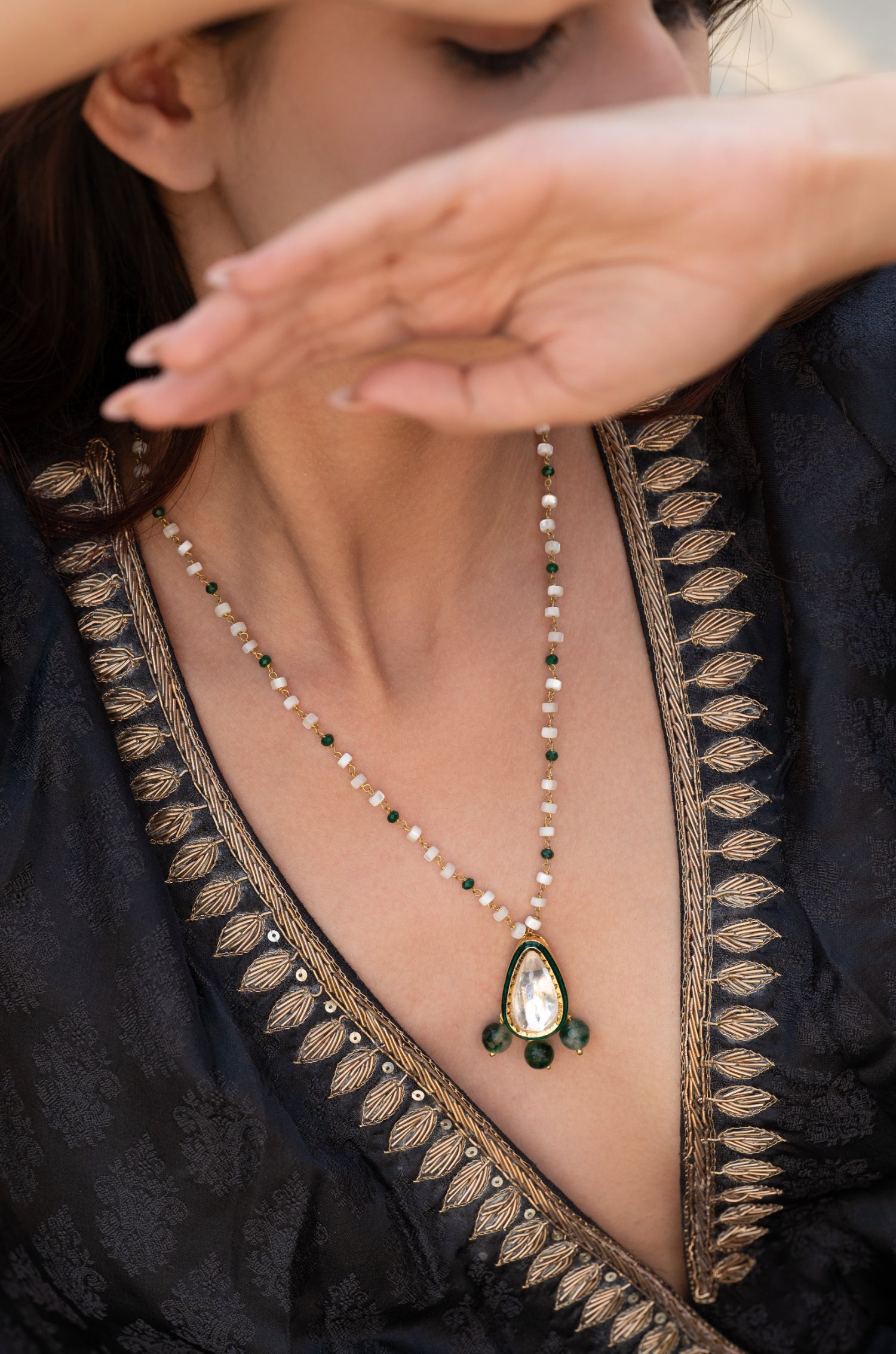 Aditi Green Kundan Necklace
