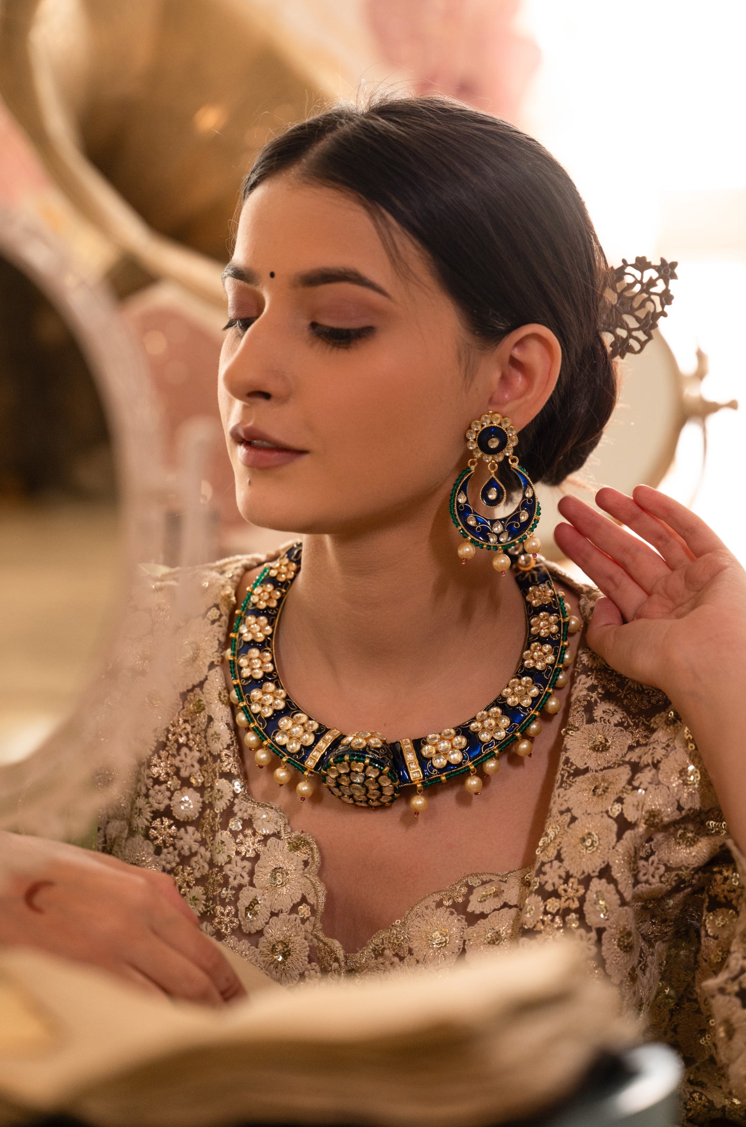 Eshwari Blue Meenakari Hasli Necklace Set