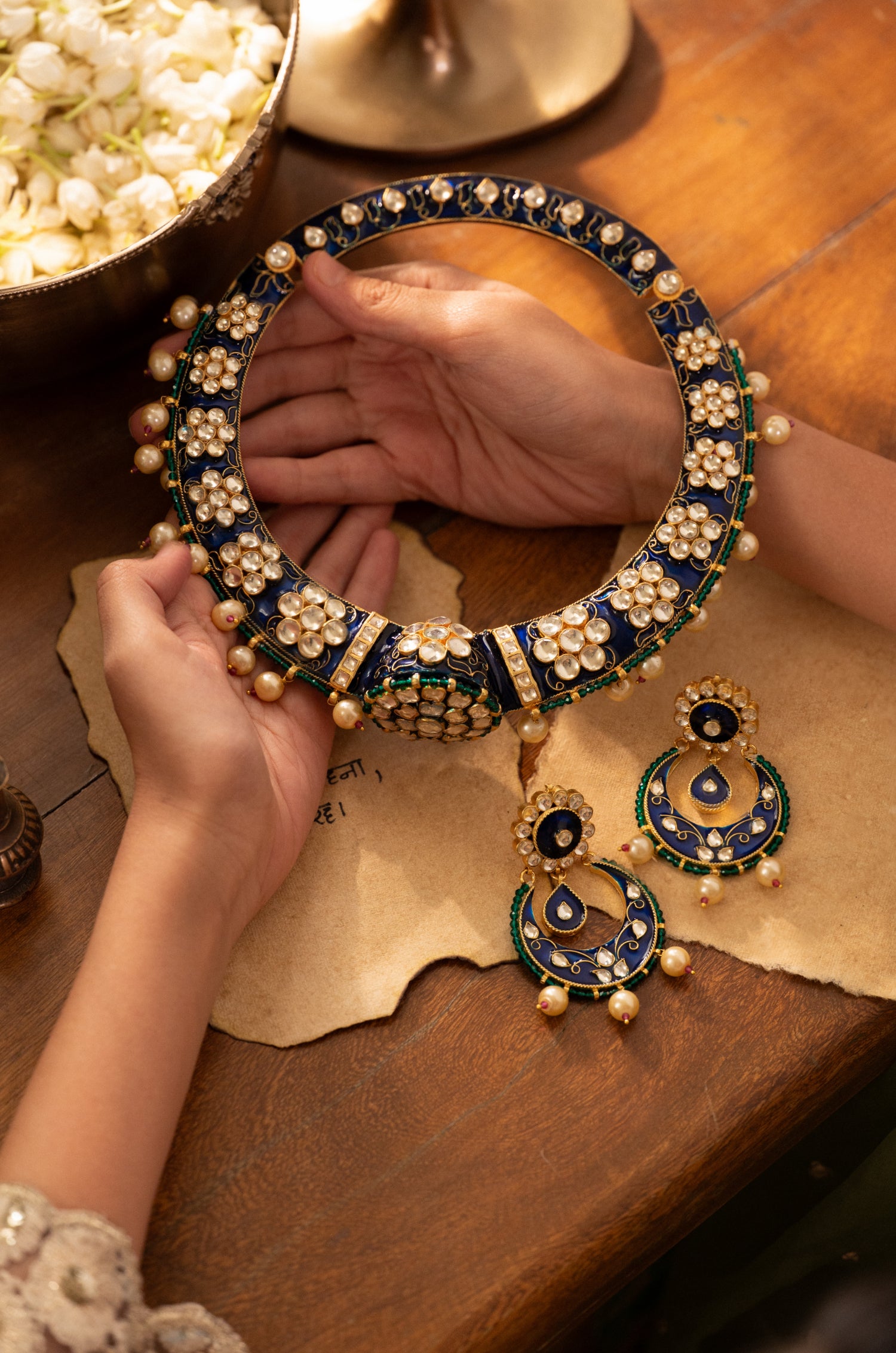 Eshwari Blue Meenakari Hasli Necklace Set