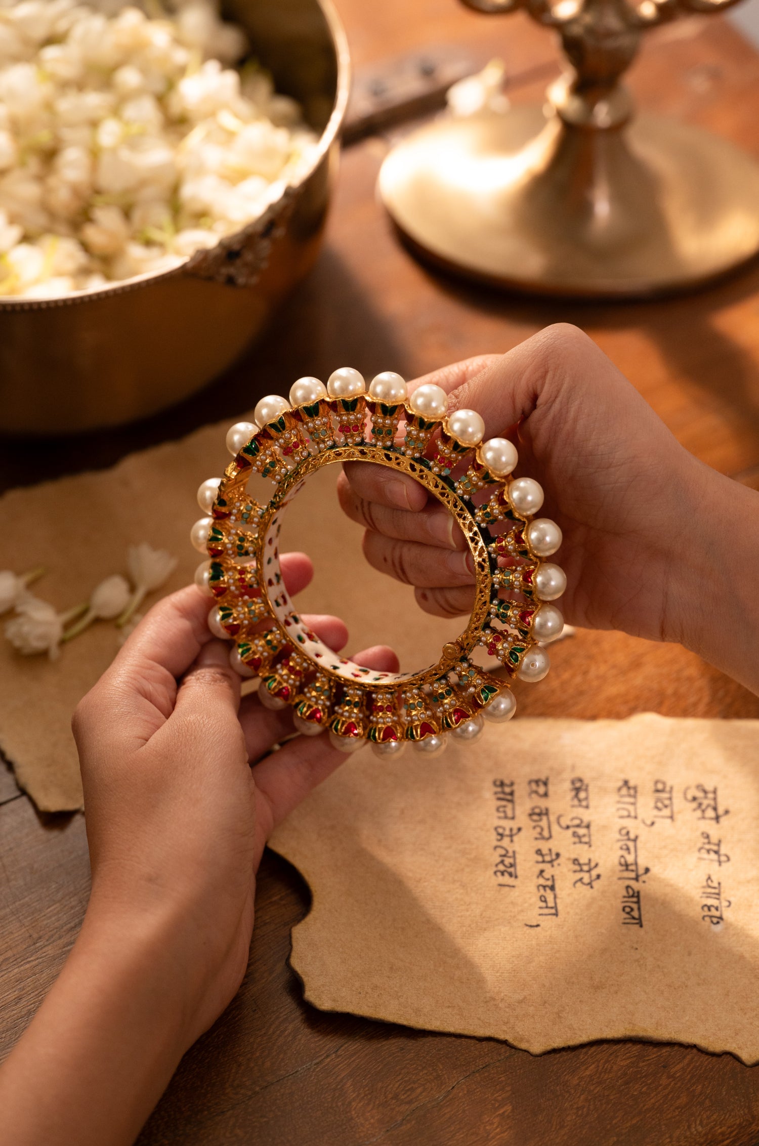 Binita Multicolored Pearl Bangle