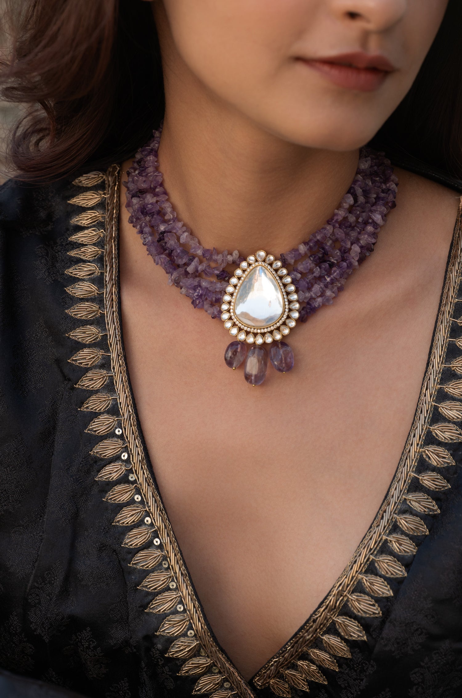 Eravati Polki Layered Necklace