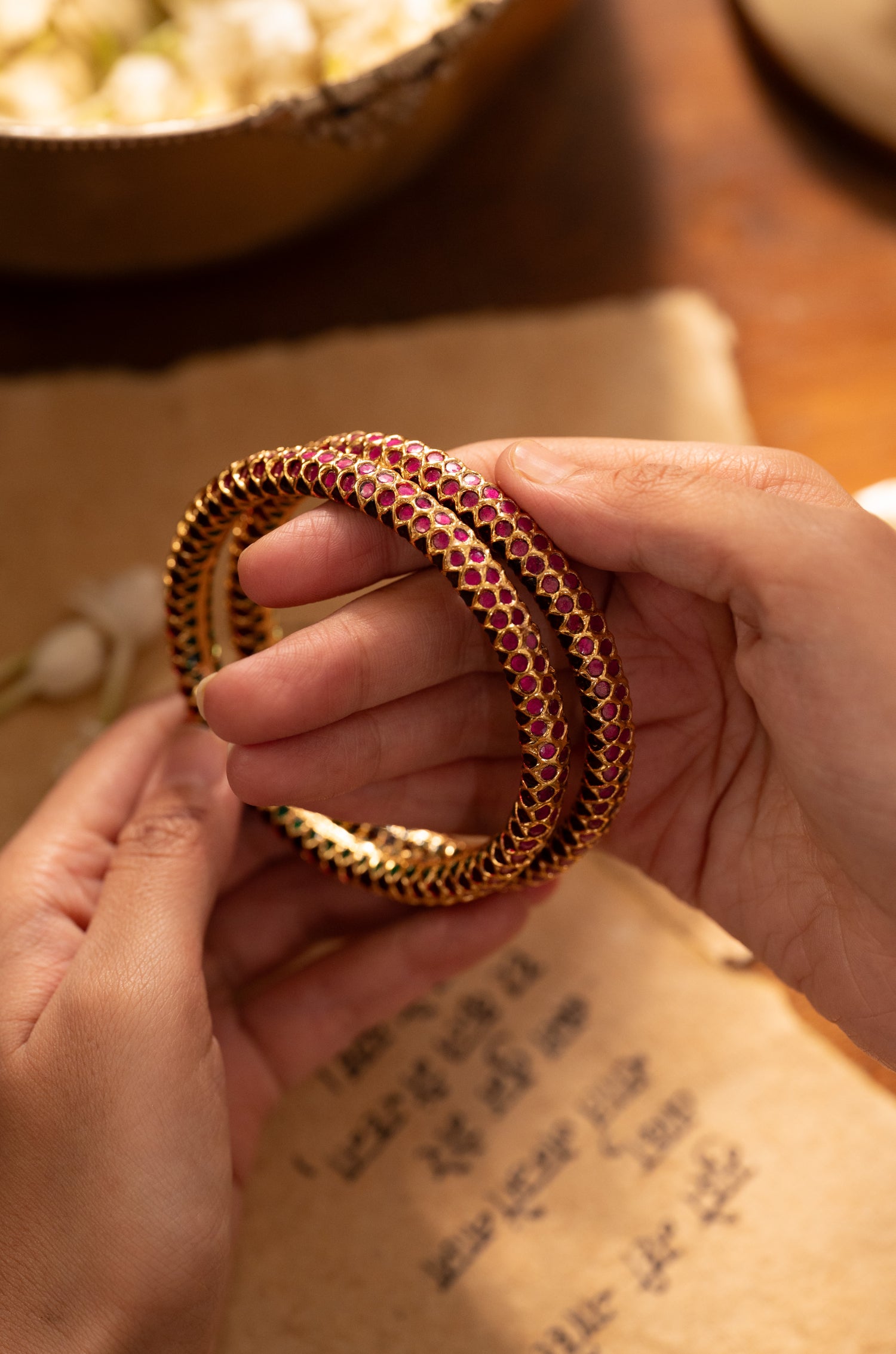 Uthami Jadau Red Bangles - Set of 2