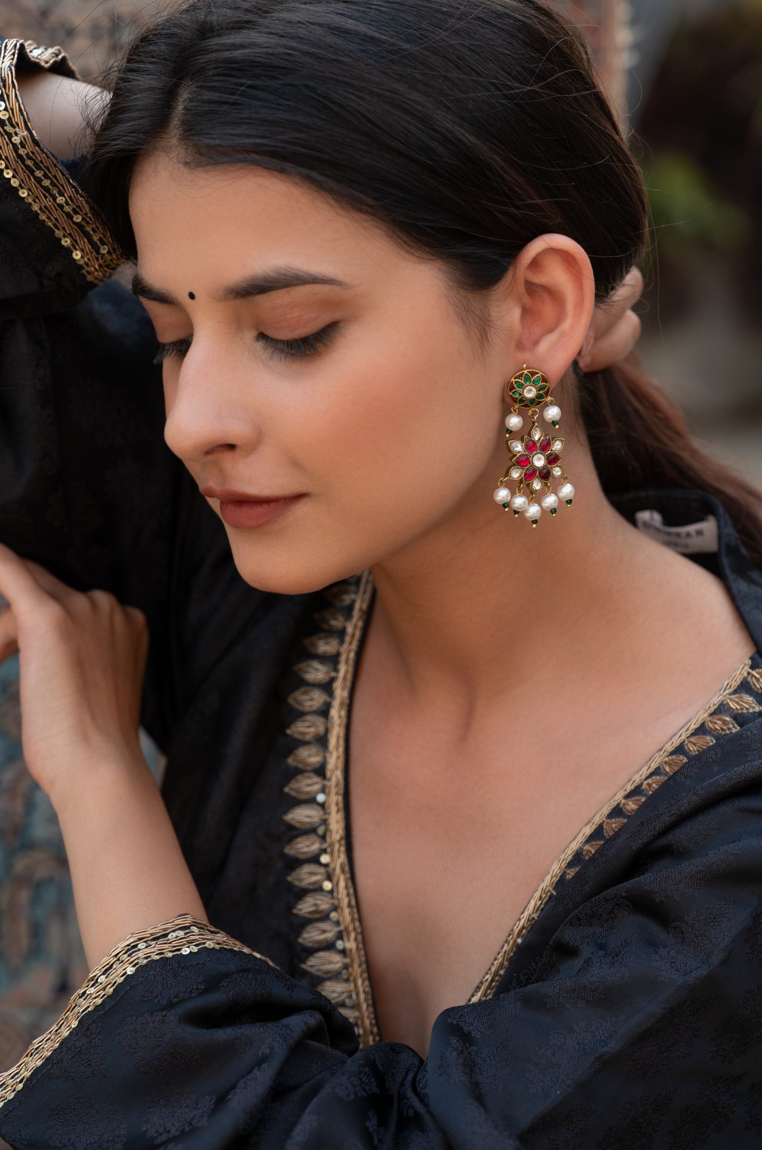 Parisha Pink Kundan Earrings
