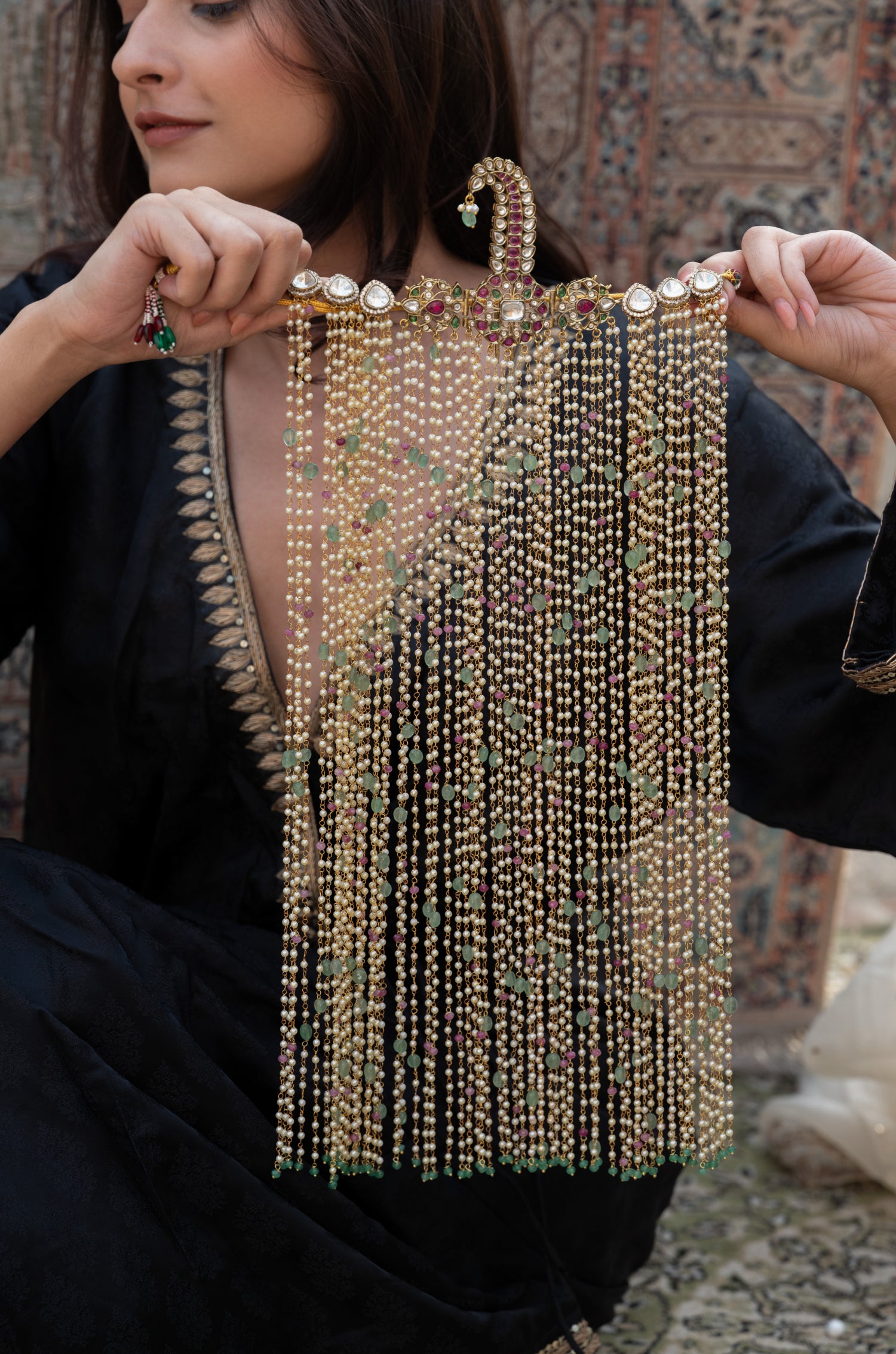 Saavant Kundan And Pearls Sehra