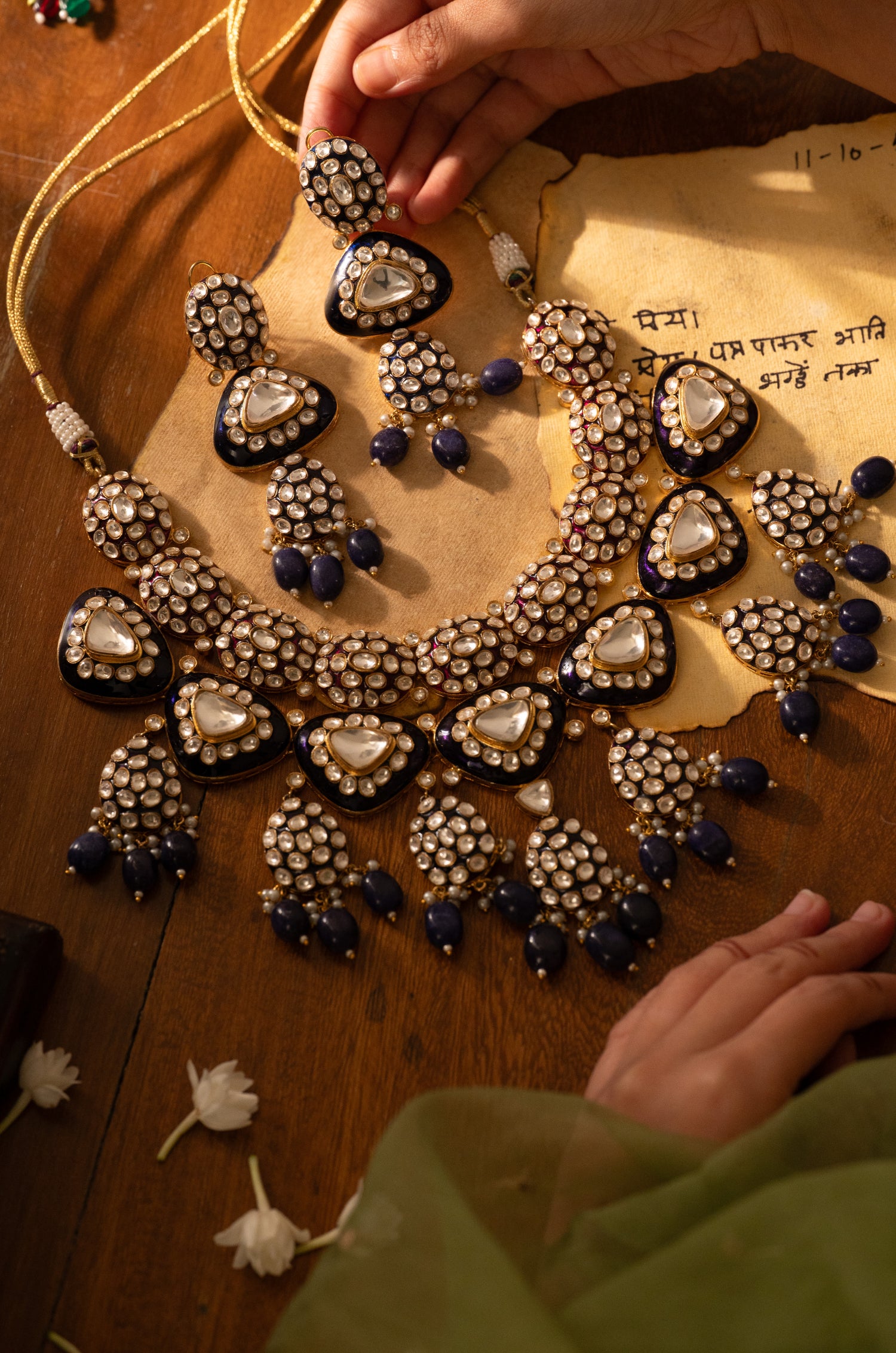 Charvi  Blue Polki Necklace Set