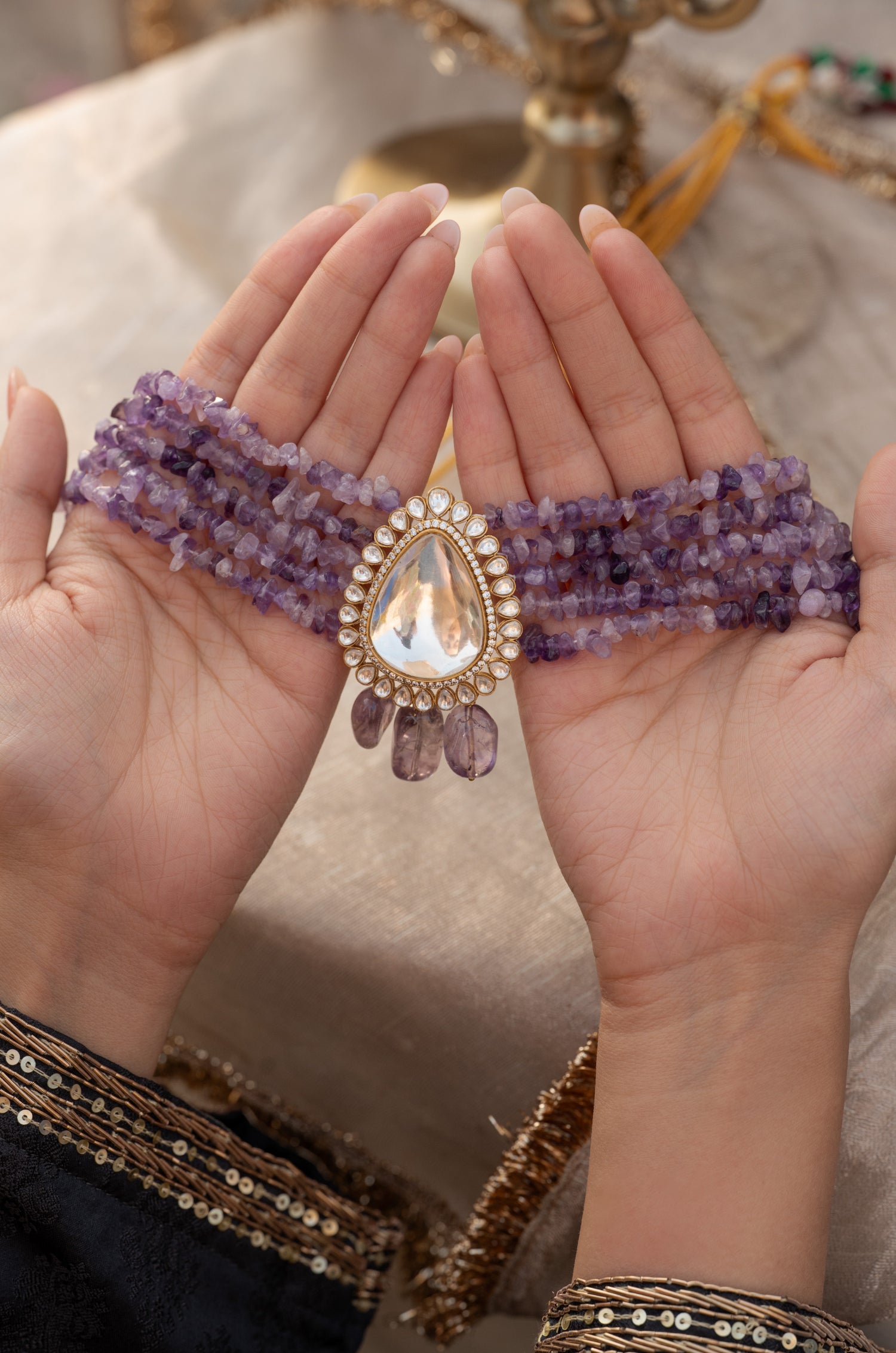Eravati Polki Layered Necklace