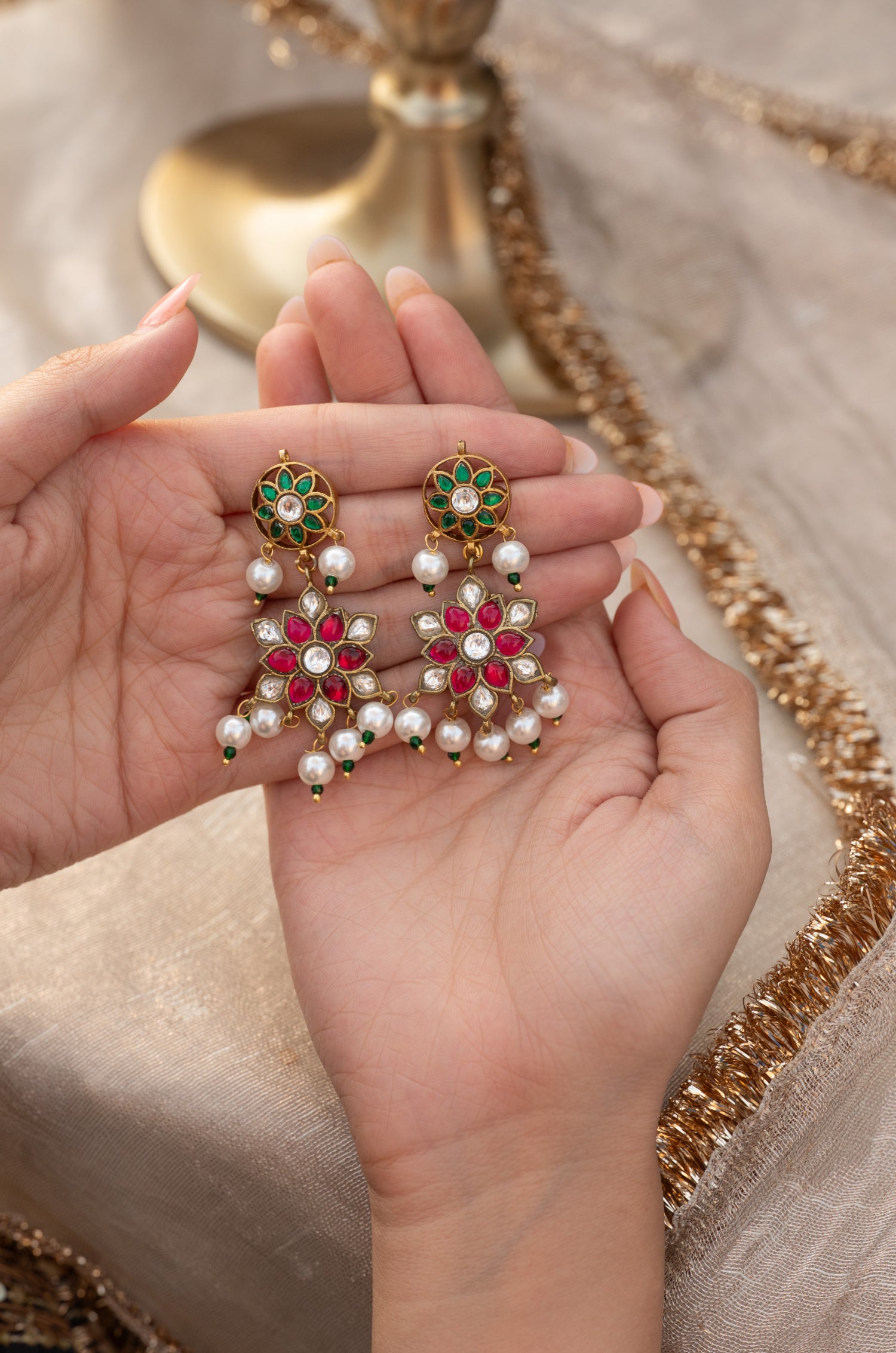 Parisha Pink Kundan Earrings