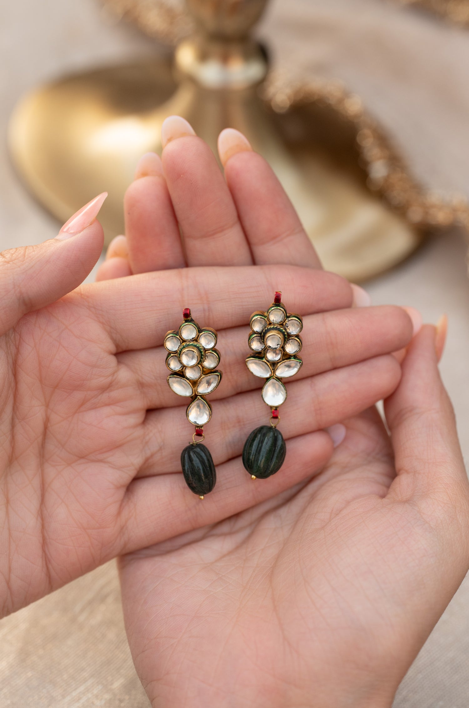 Sia Green Kundan Earrings