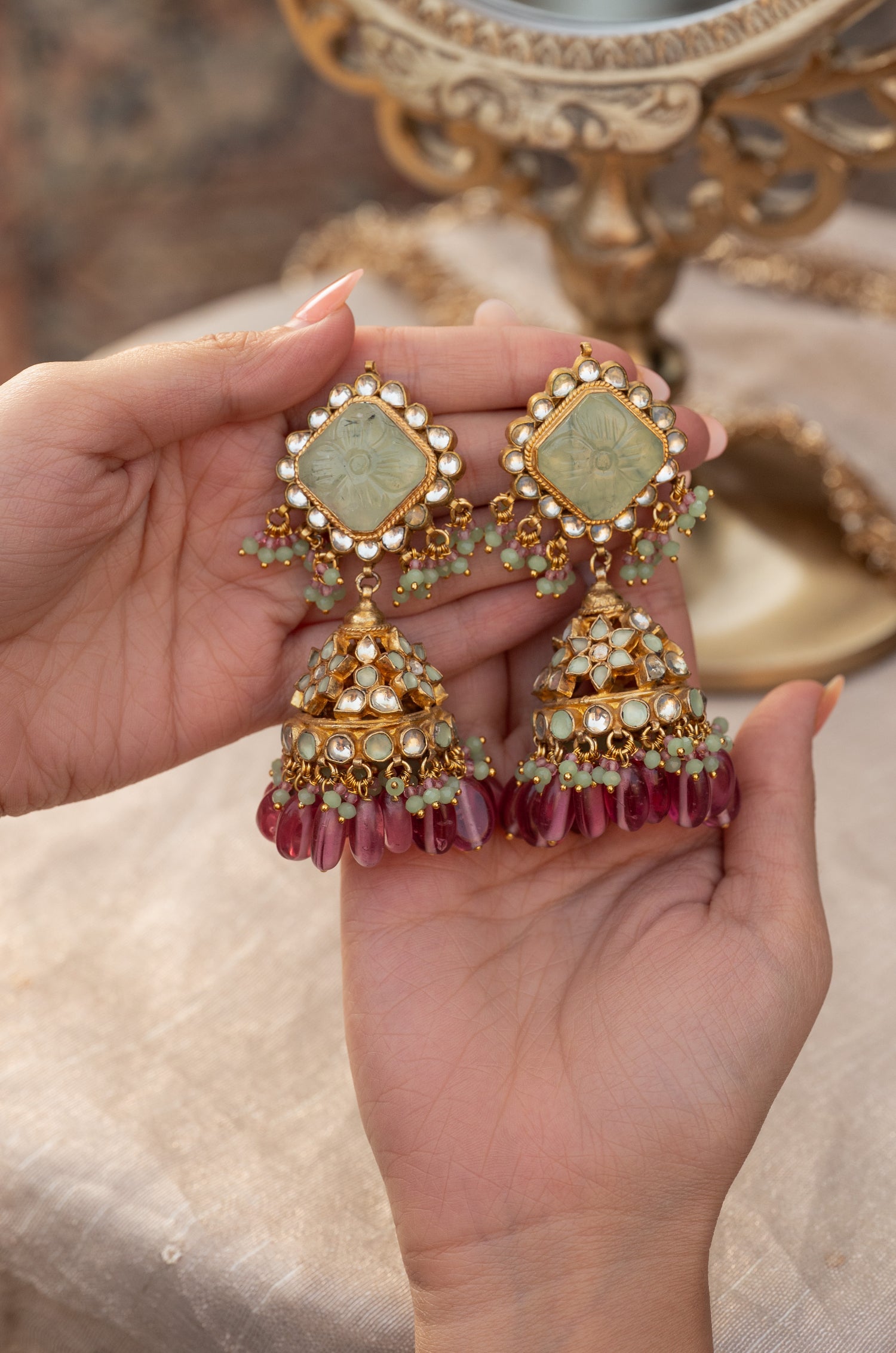 Tavisha Mint Jhumka Earrings