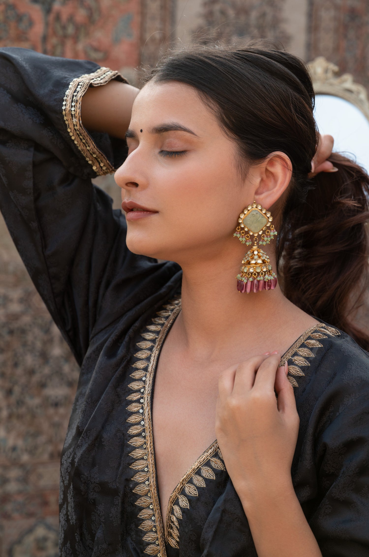 Tavisha Mint Jhumka Earrings