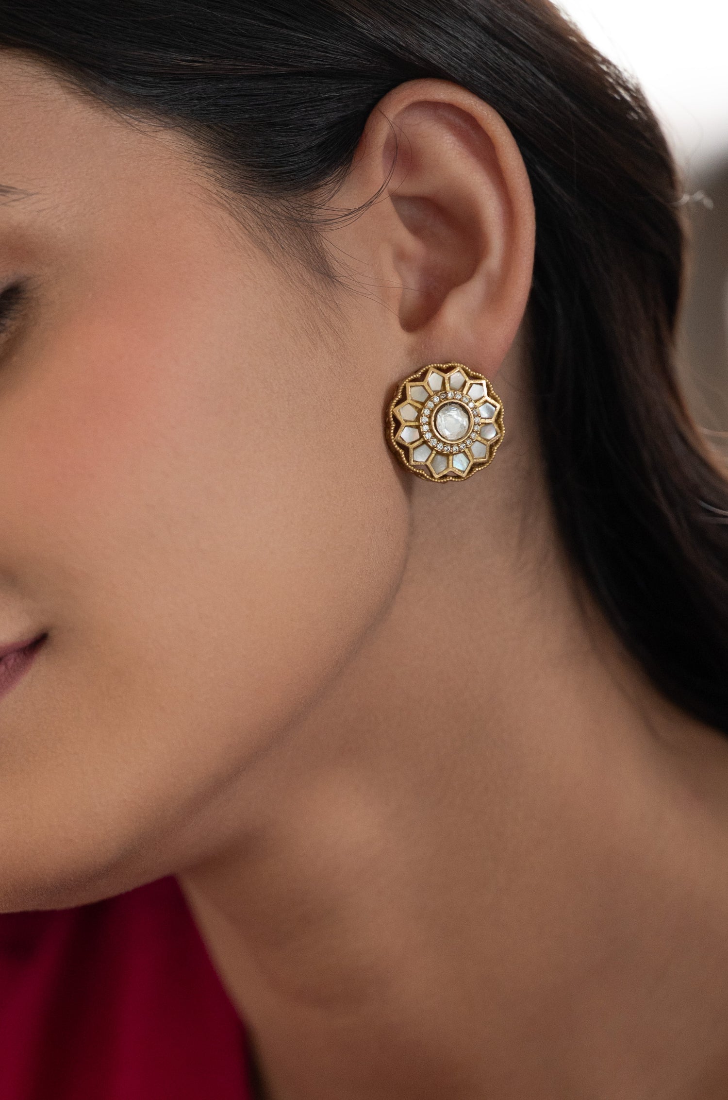 Yuri Mother of Pearl Polki Studs