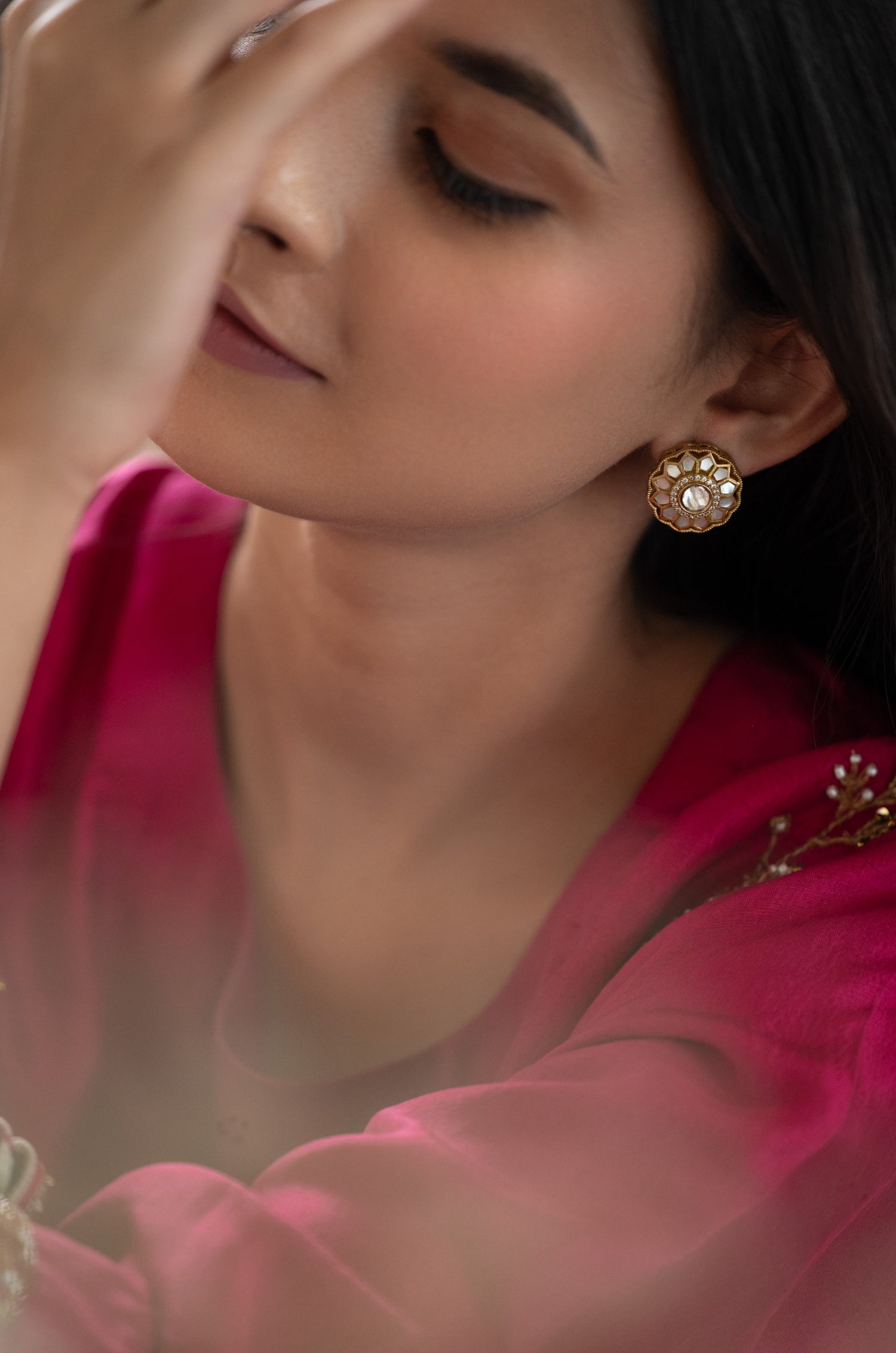 Yuri Mother of Pearl Polki Studs
