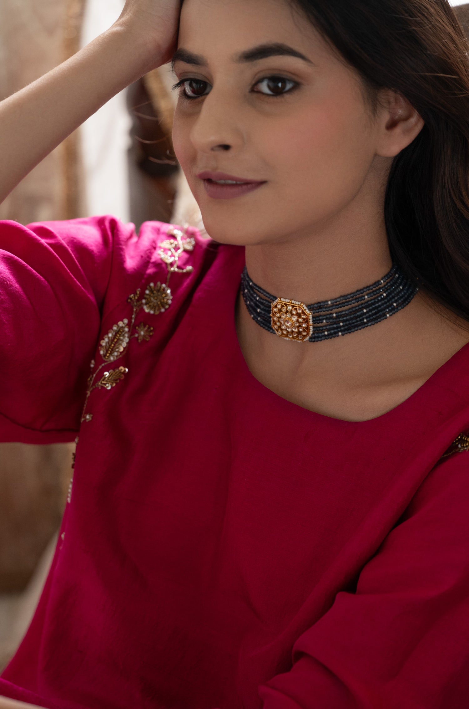 Nanika Blue Polki Choker