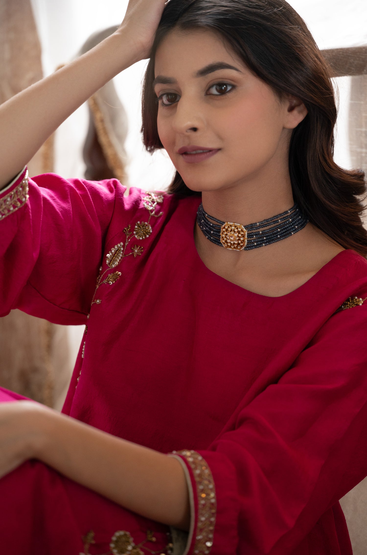 Nanika Blue Polki Choker