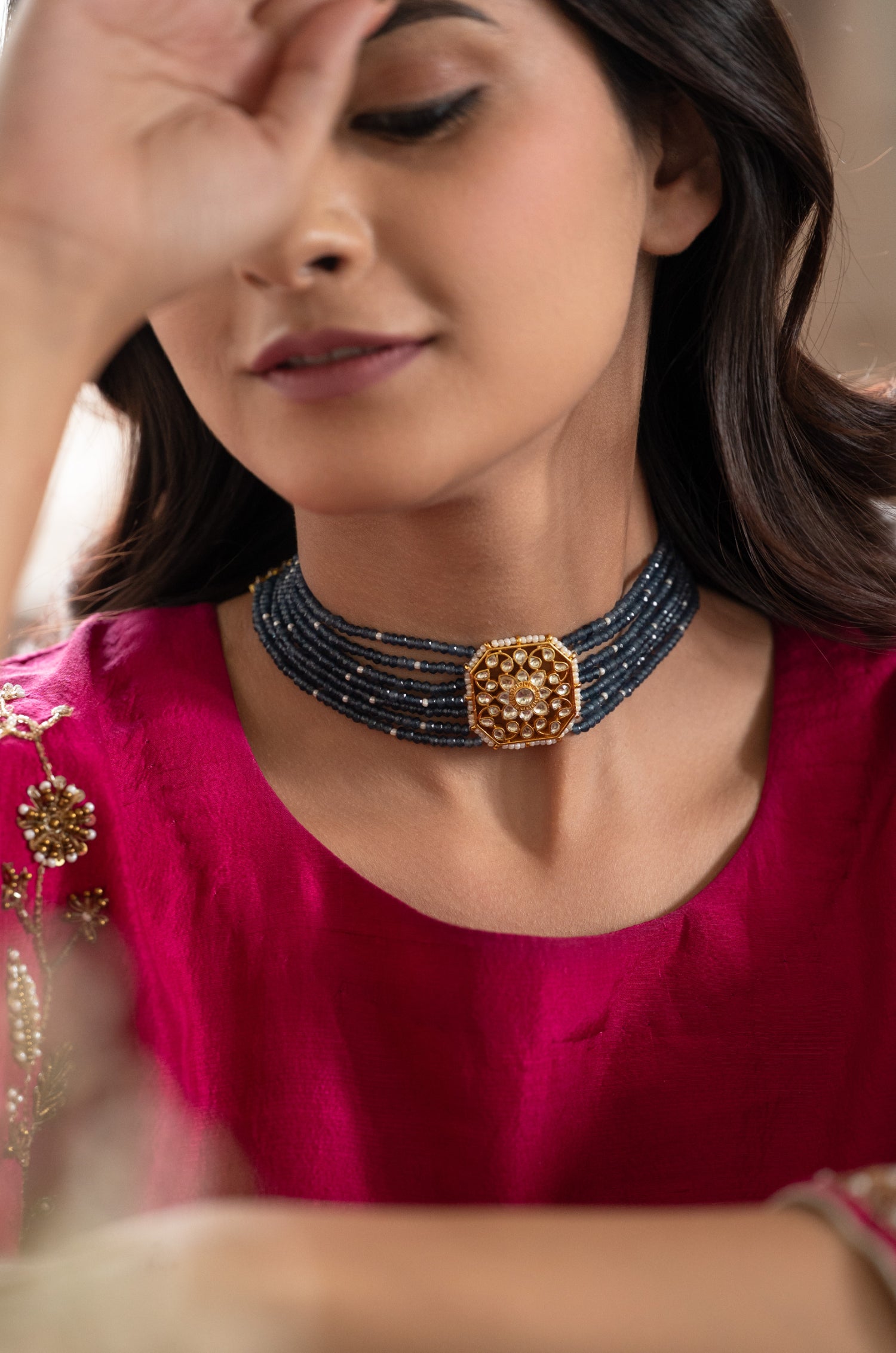 Nanika Blue Polki Choker