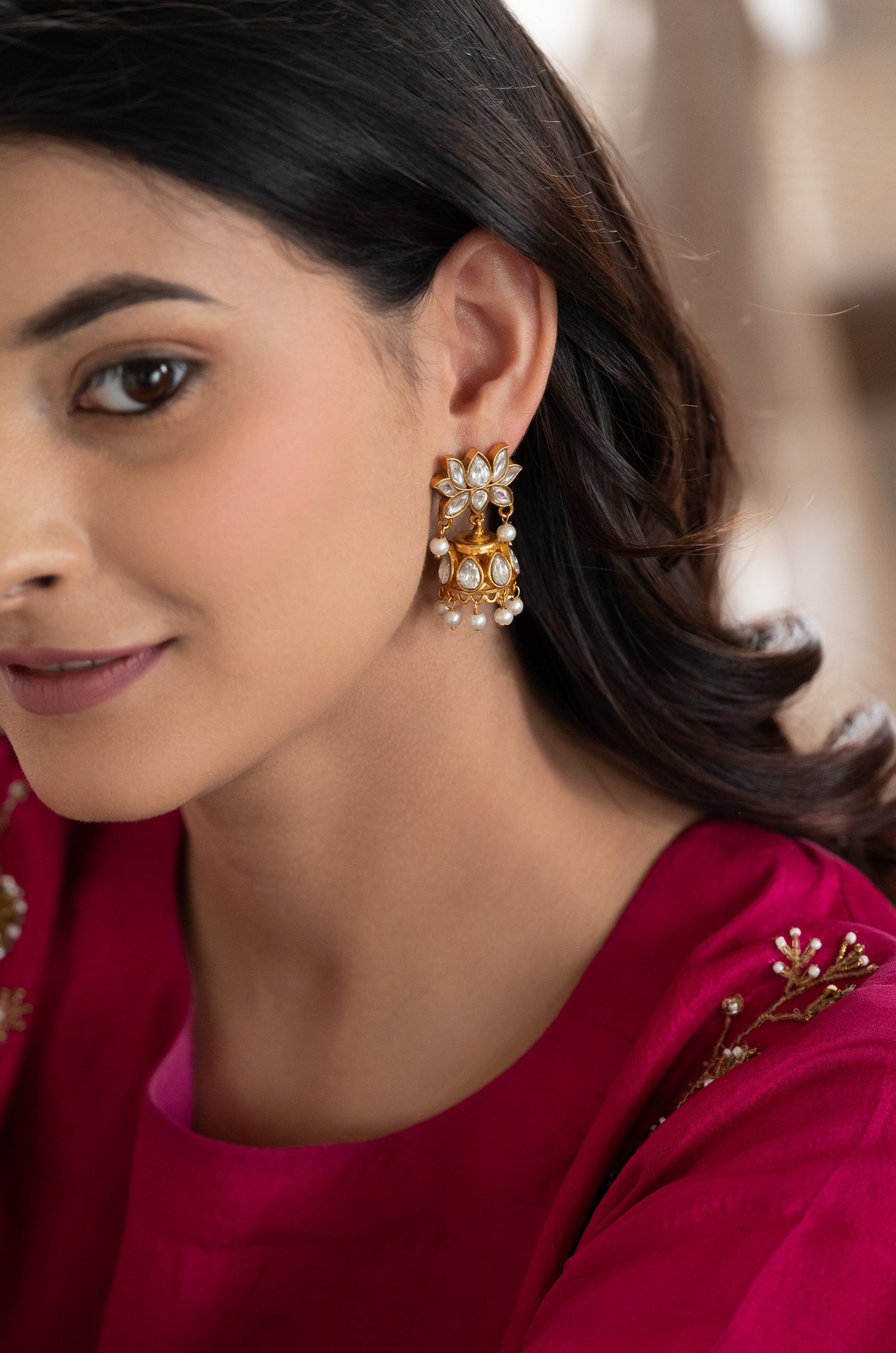 Zahrish Kundan Jhumka Earrings