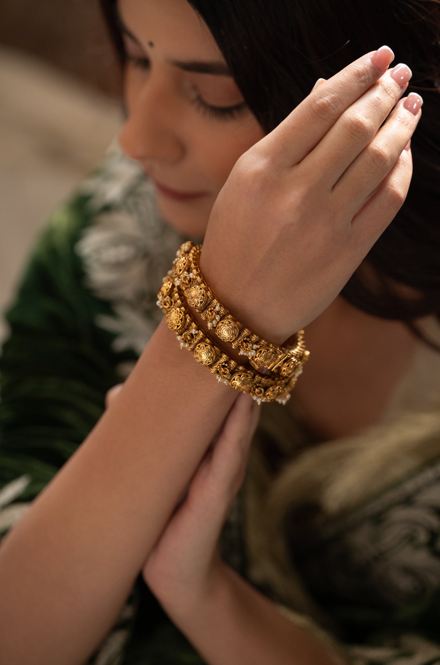 Kanishka Temple Bangles - Set of 2