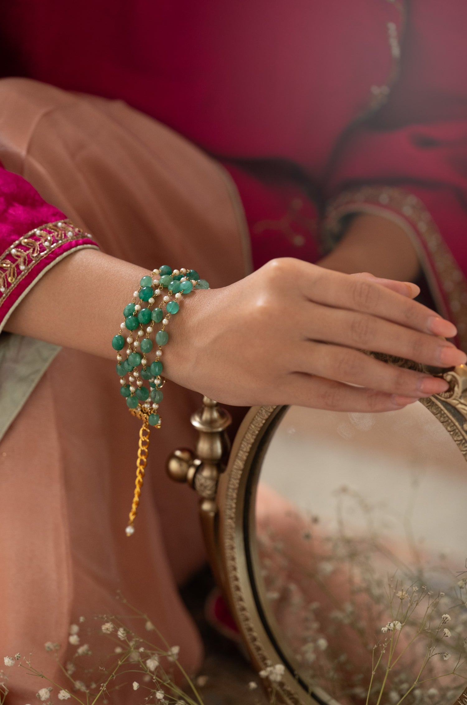 Bhavya Mint Stone Bracelet