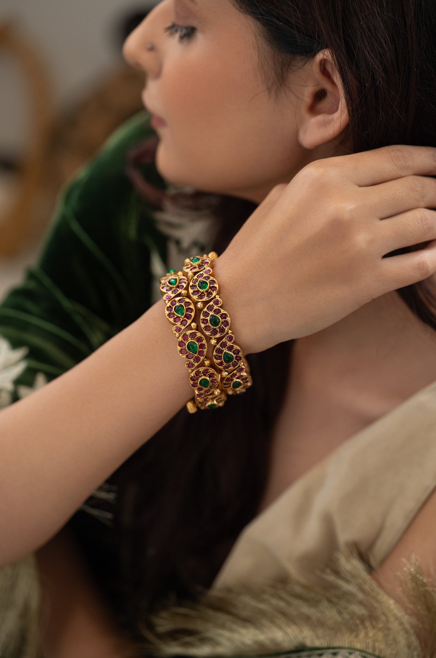 Sarah Green Temple Bangles - Set of 2