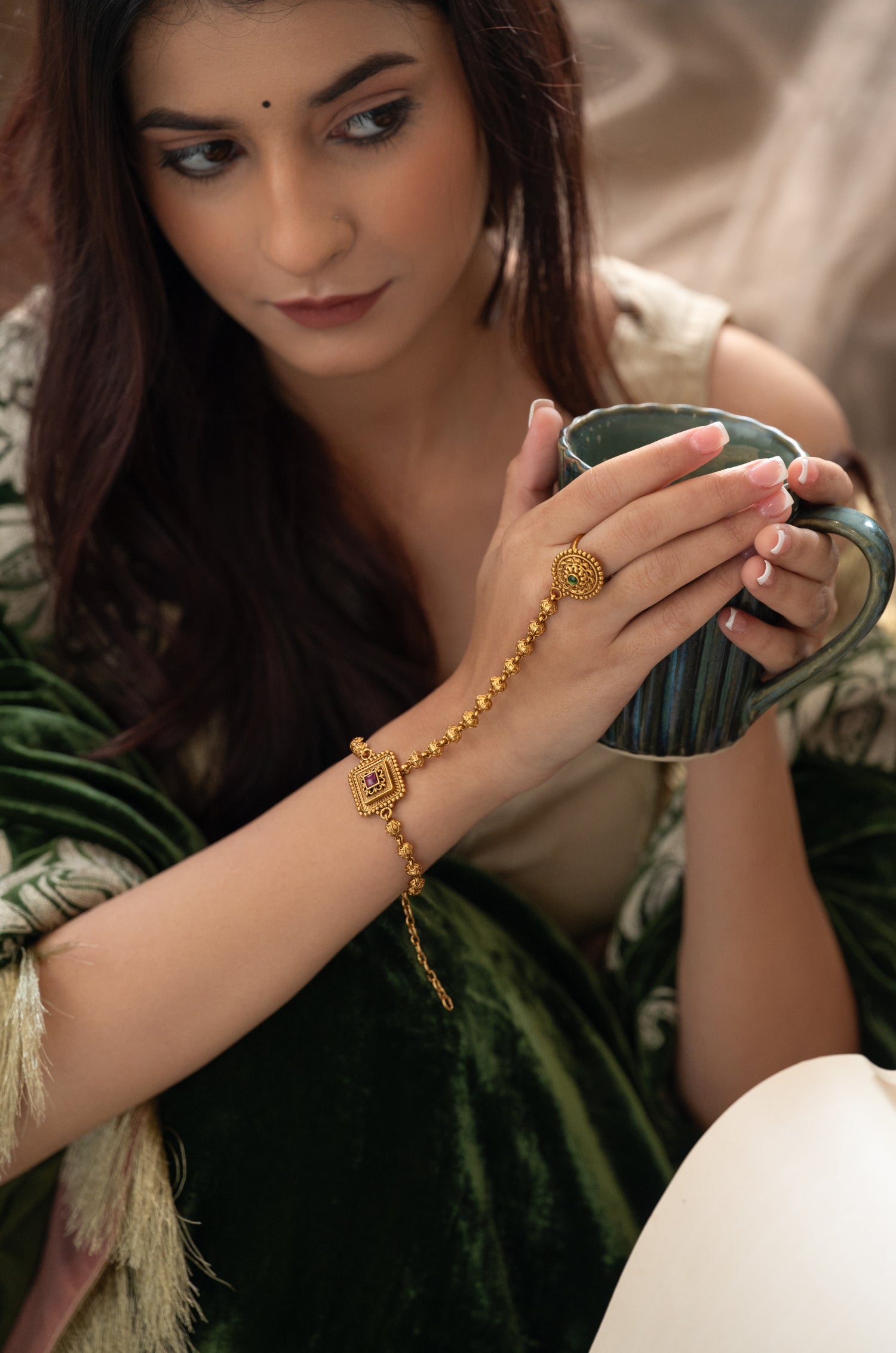 Vasudha Temple Hathphool Bracelet