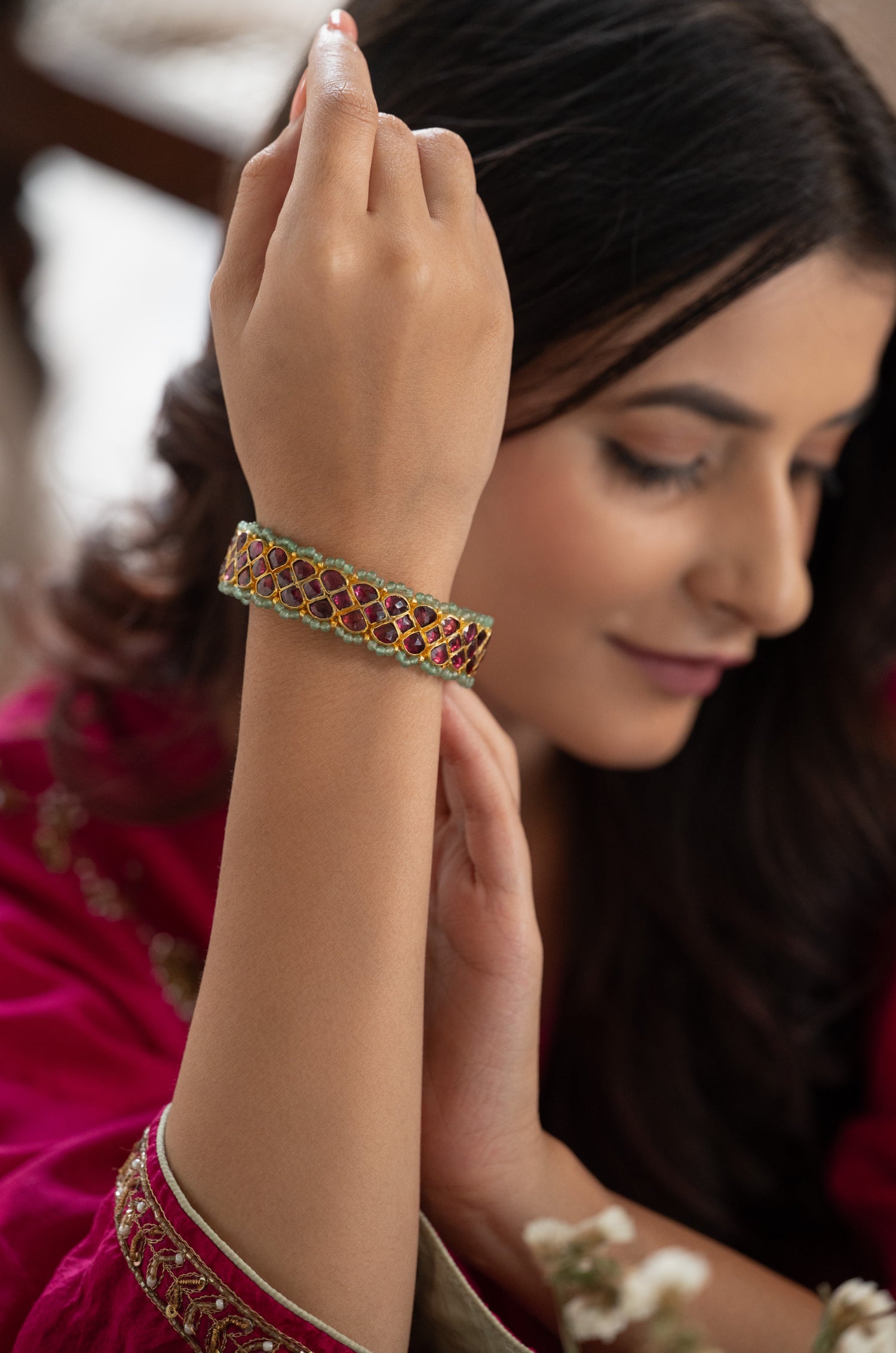 Malvika Pink Kundan Bangle