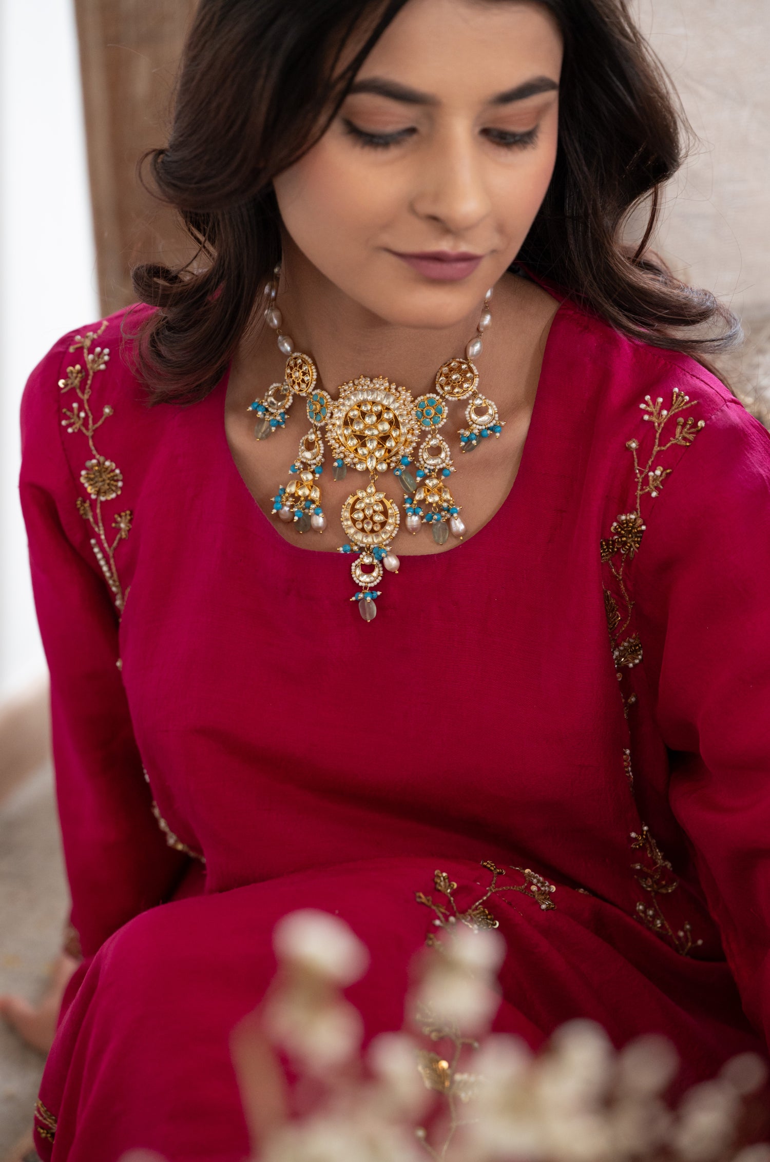 Zarisha Turquoise Kundan Necklace