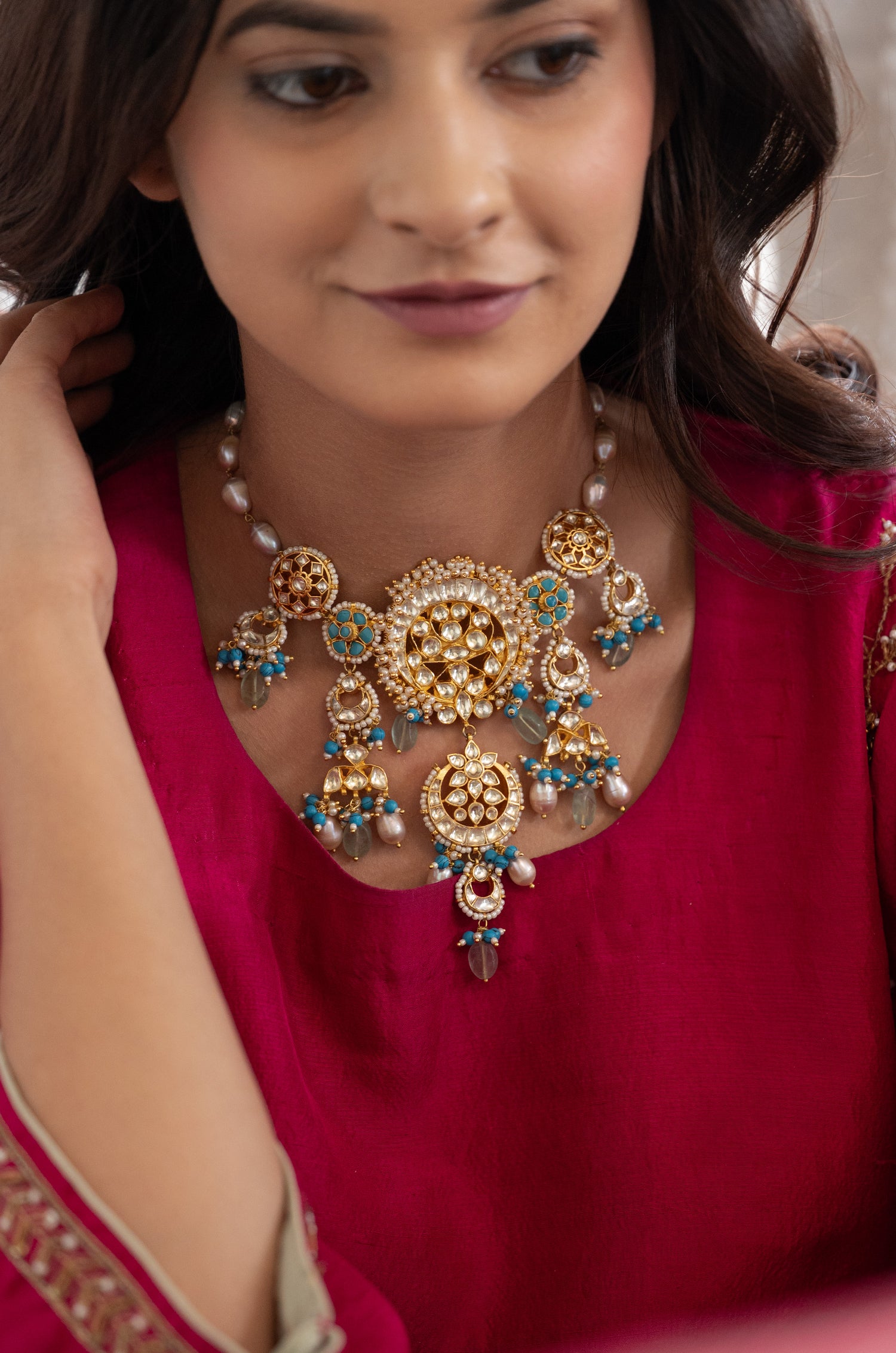 Zarisha Turquoise Kundan Necklace