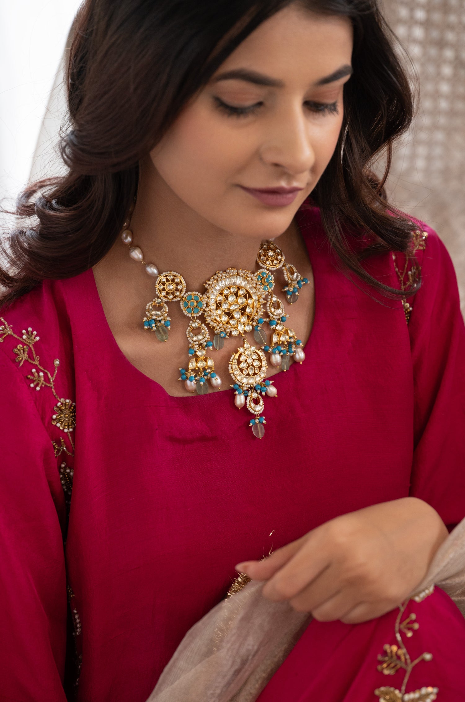Zarisha Turquoise Kundan Necklace