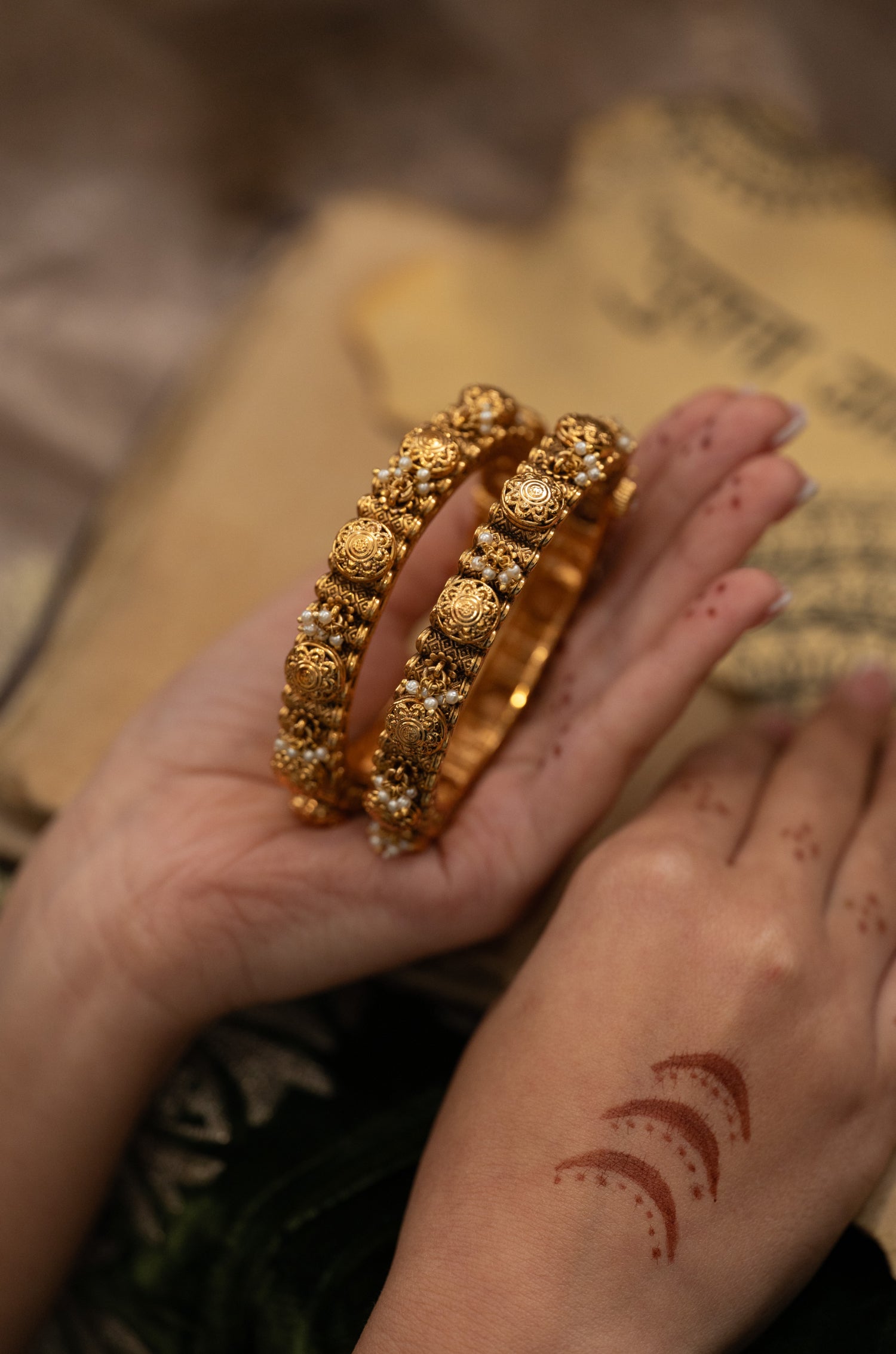 Kanishka Temple Bangles - Set of 2