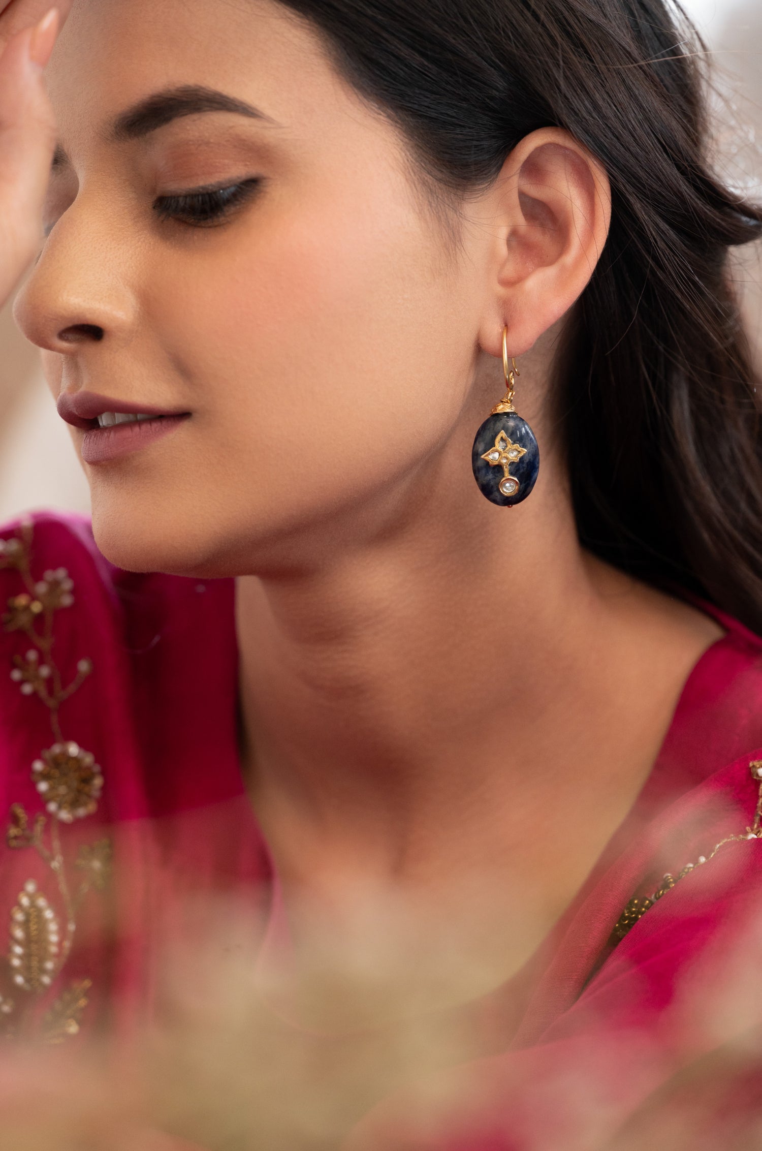 Manika Blue Kundan Earrings