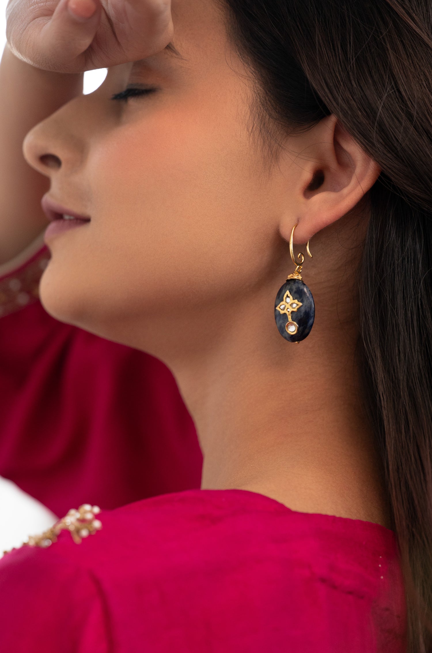 Manika Blue Kundan Earrings