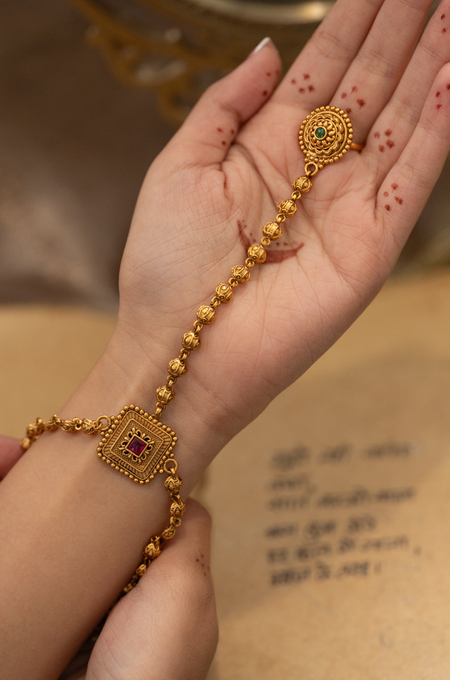 Vasudha Temple Hathphool Bracelet