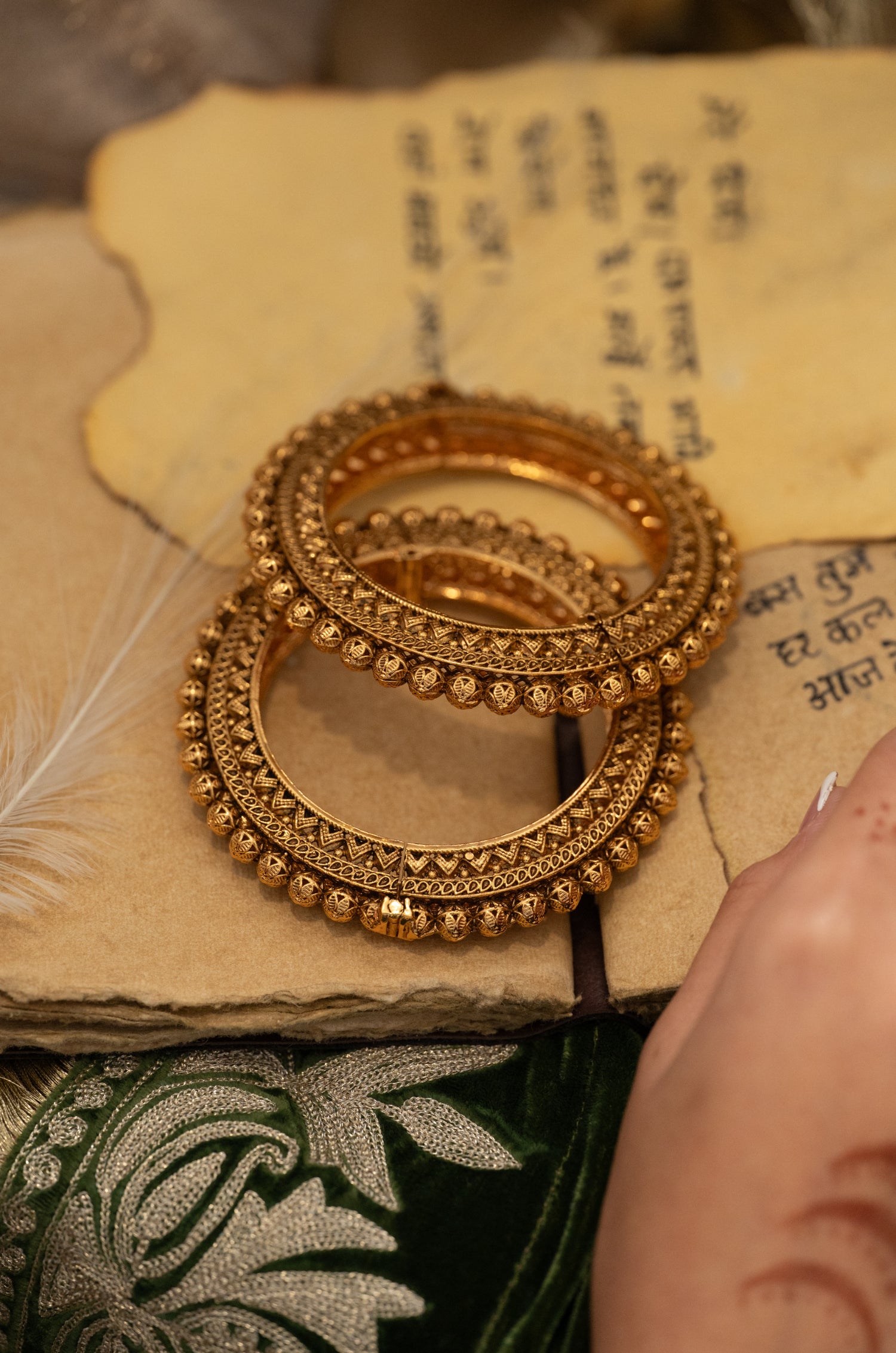 Naaz Temple Work Bangles - Set Of 2