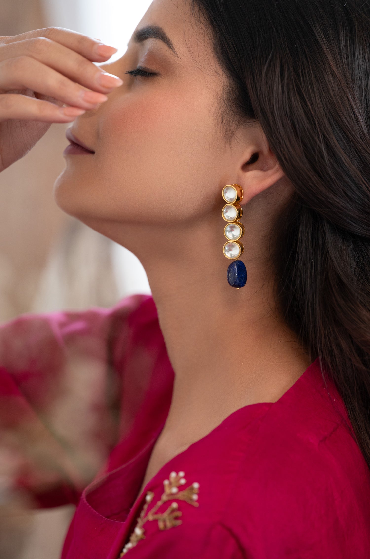 Oorvi Blue Kundan Earrings
