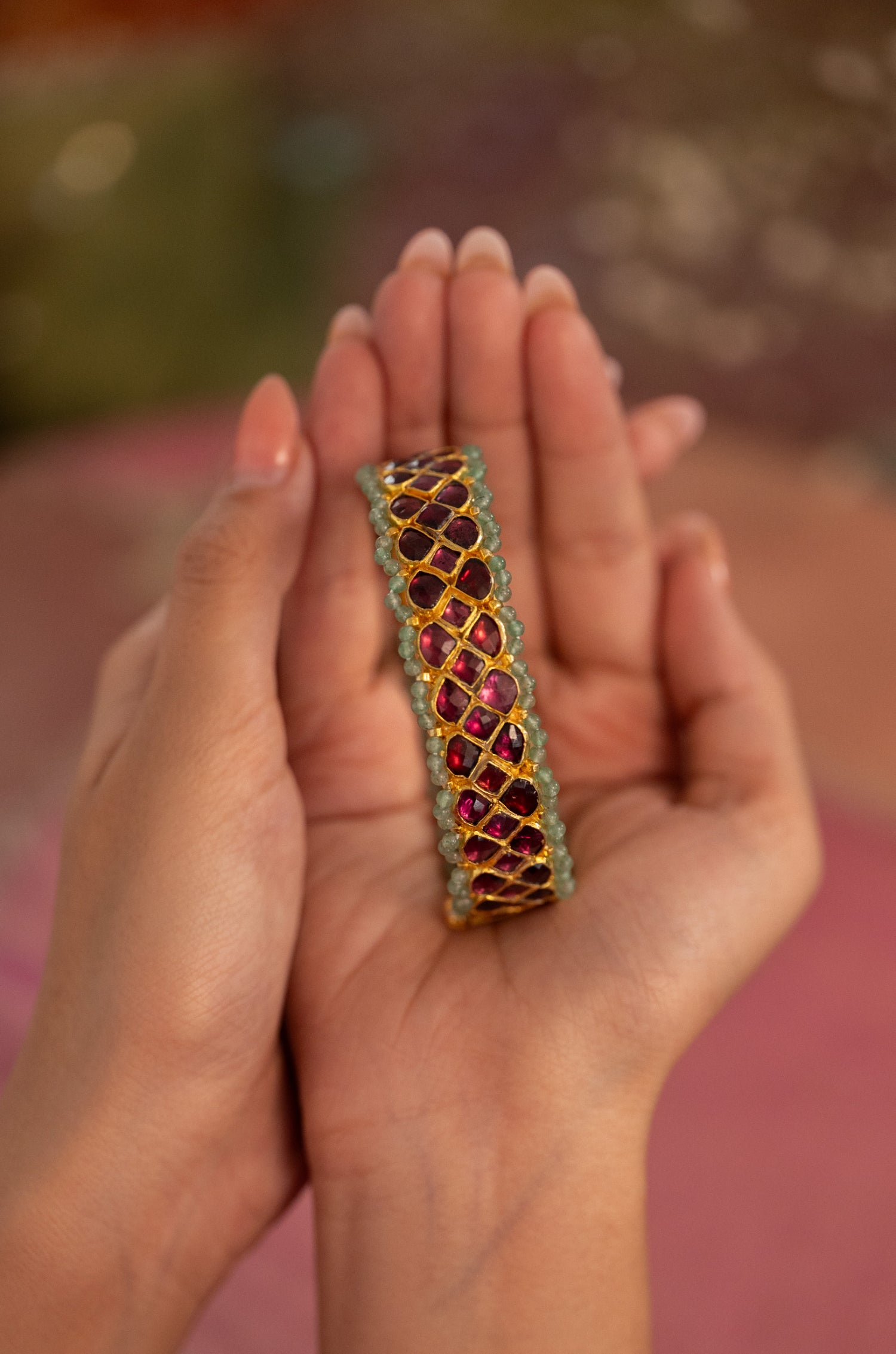 Malvika Pink Kundan Bangle