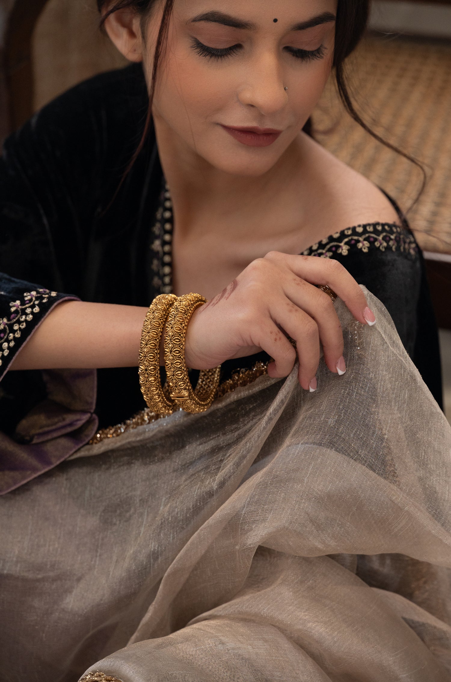 Jayashree Temple Work Bangles - Set Of 2