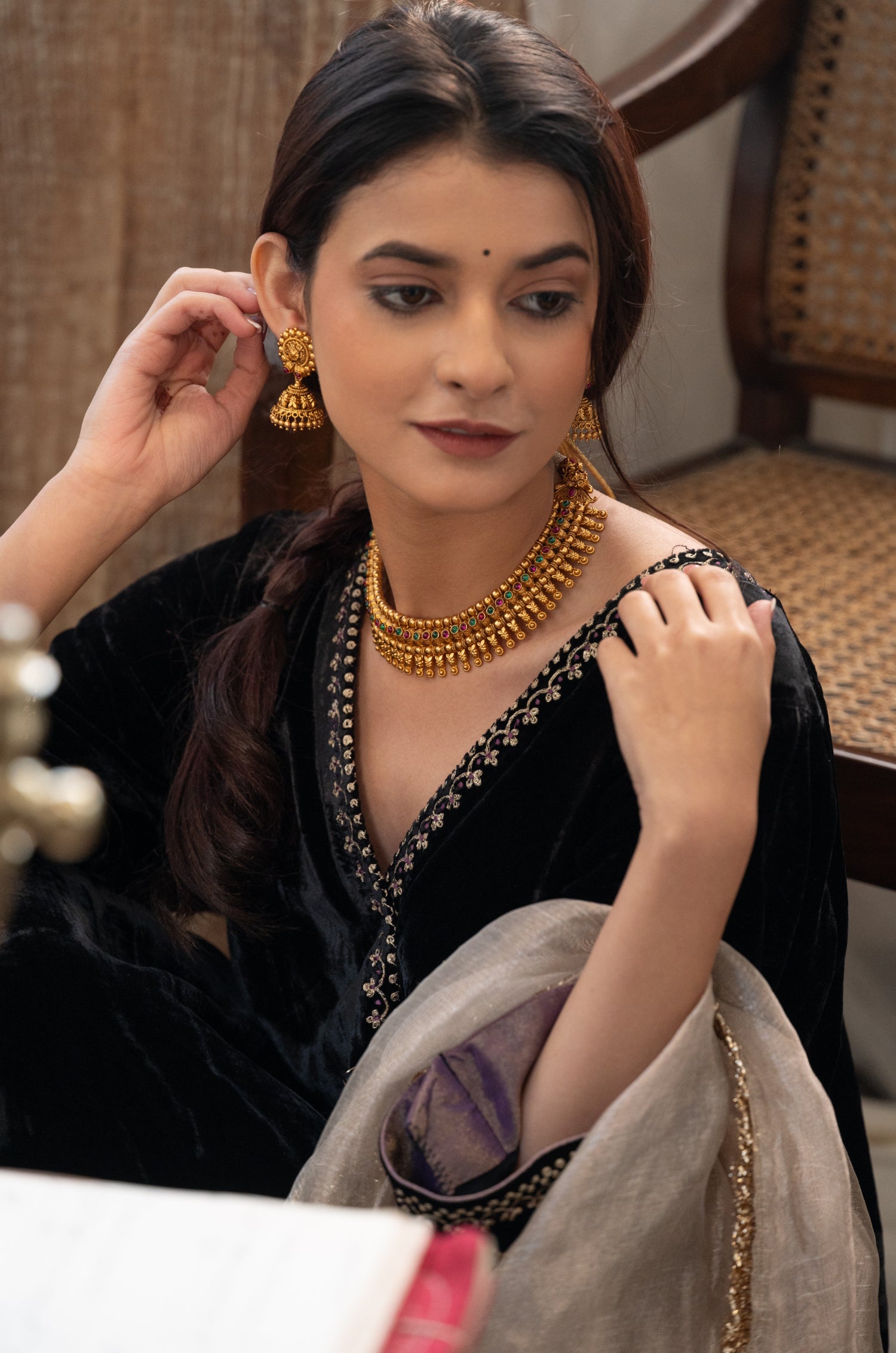 Sharadha Temple Work Necklace Set