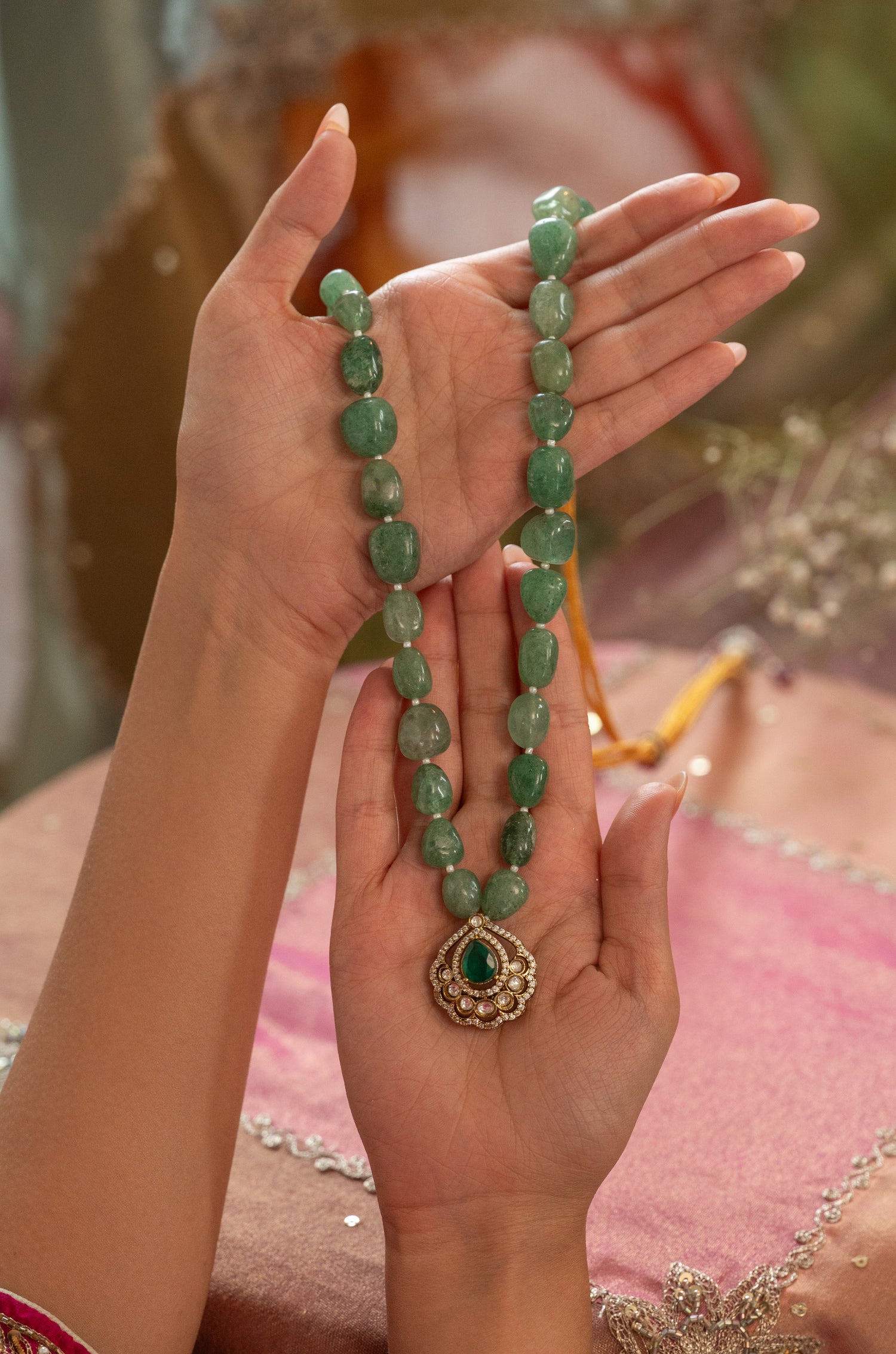 Umaira Green Kundan Necklace