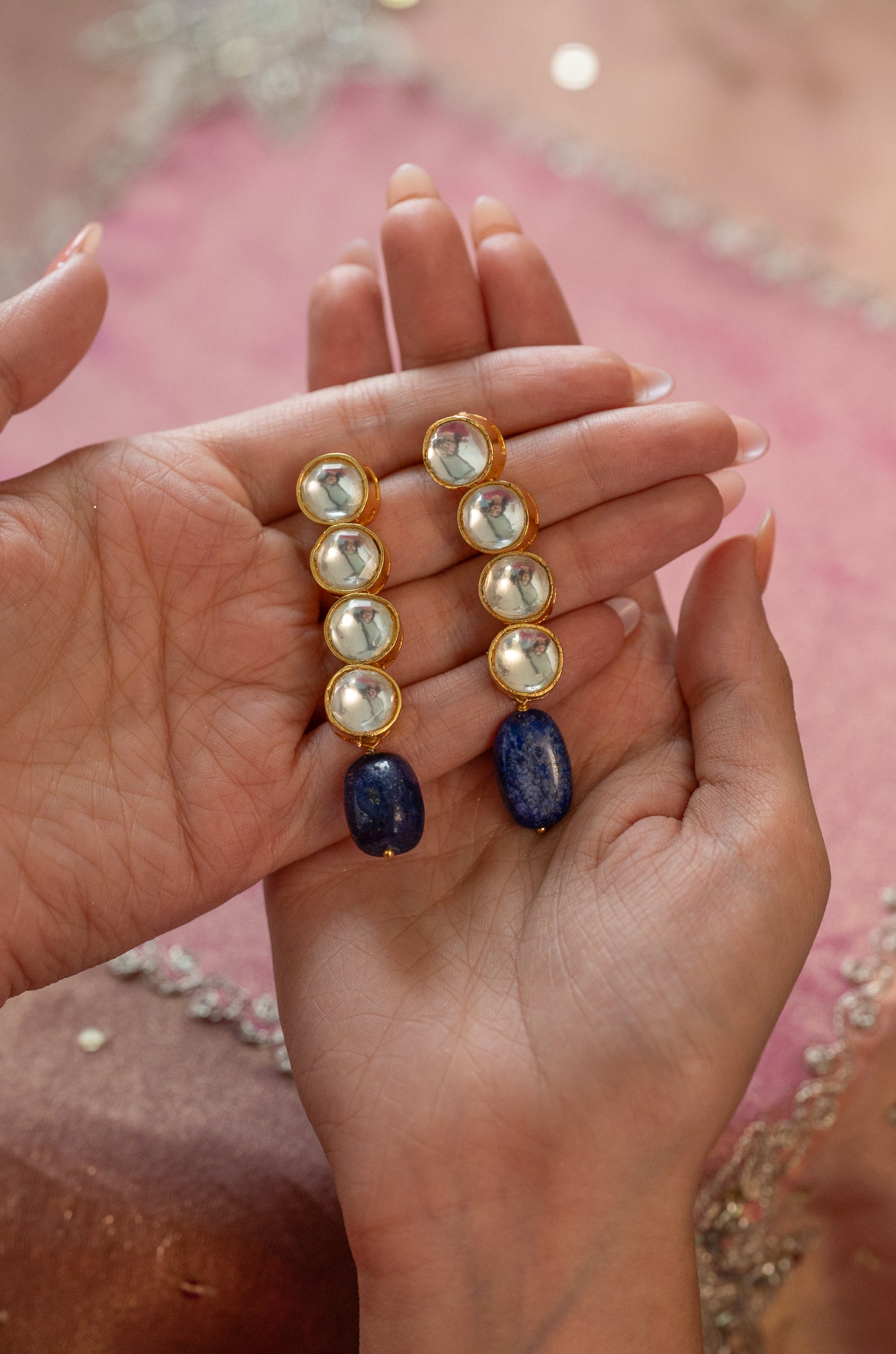 Oorvi Blue Kundan Earrings
