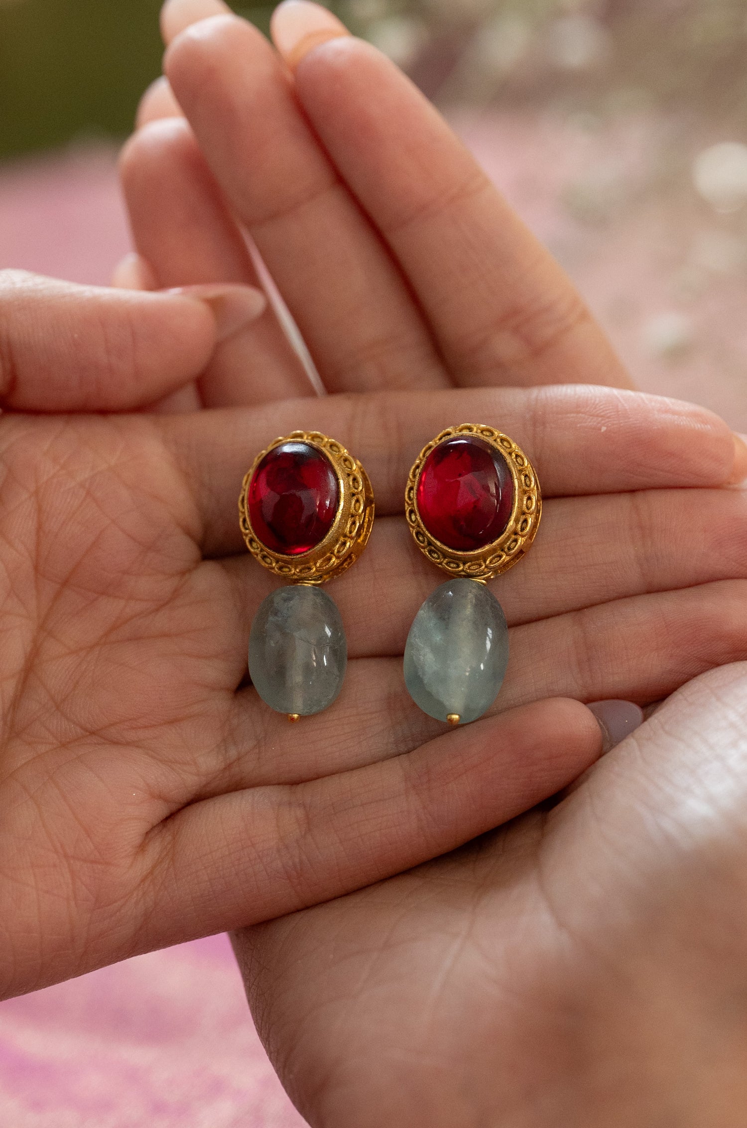 Purva Red Drop Earrings